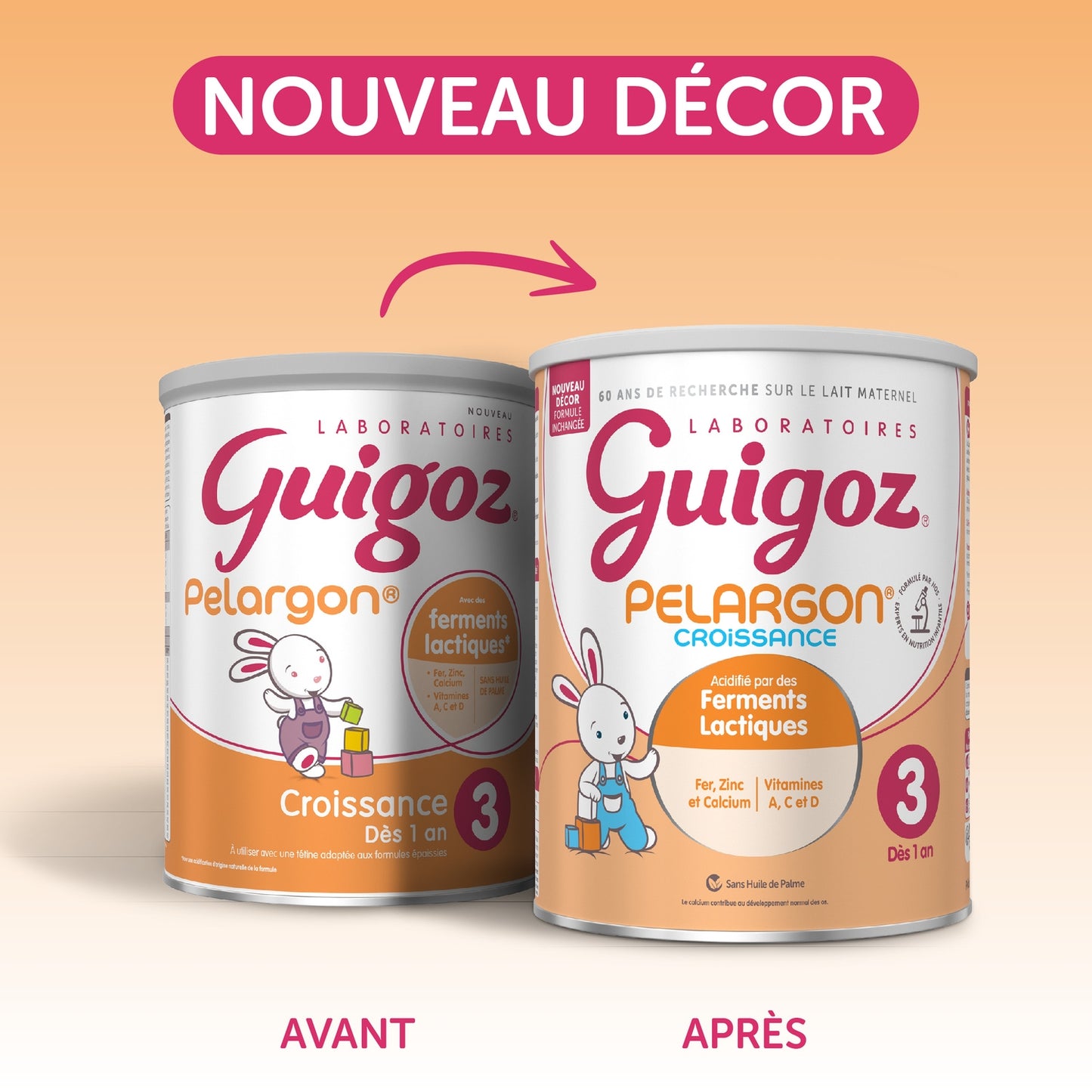 Lait bébé en poudre 3ème âge dès 12 mois Nature Pelargon GUIGOZ