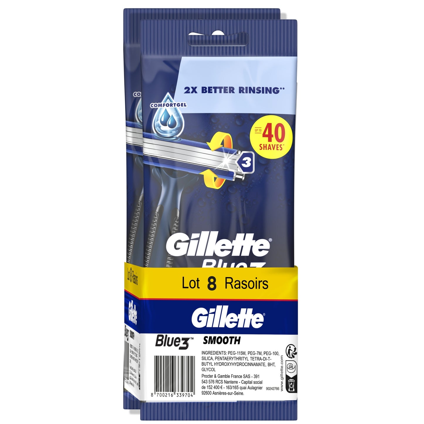 Gillette Blue 3 Smooth Disposable Razor for Men 3 Blades Pivoting Head