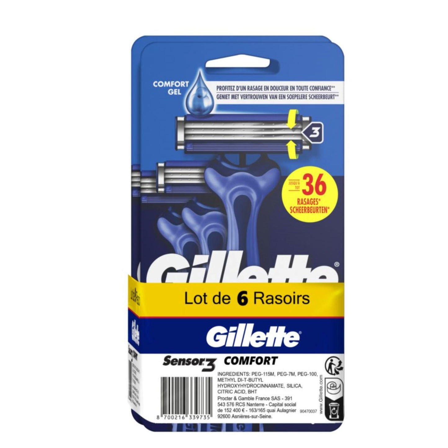 Rasoir Sensor 3 Confort Homme GILLETTE