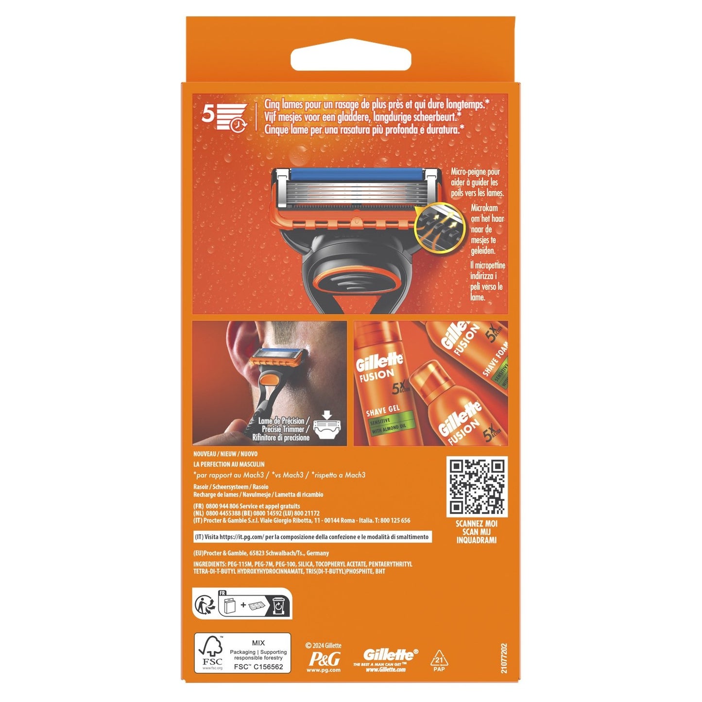 Rasoir Fusion 5 pour Homme 3 Lames GILLETTE