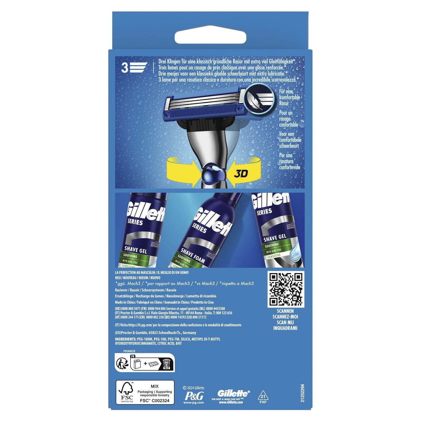 Gillette Mach 3 Turbo Men's Razor with 3 Blades