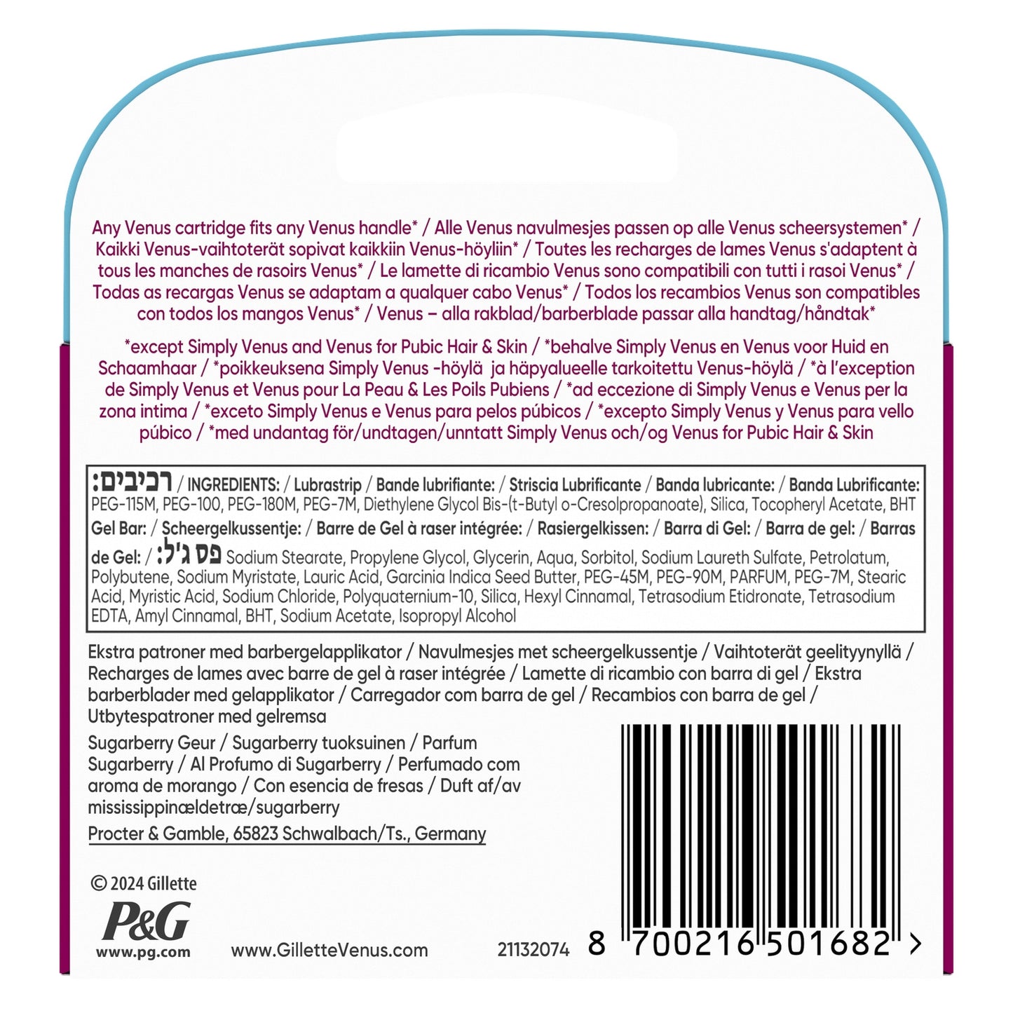 Lames de rasoir Pour Femme Pro ComfortGlide Sugarberry Scented Venus GILLETTE