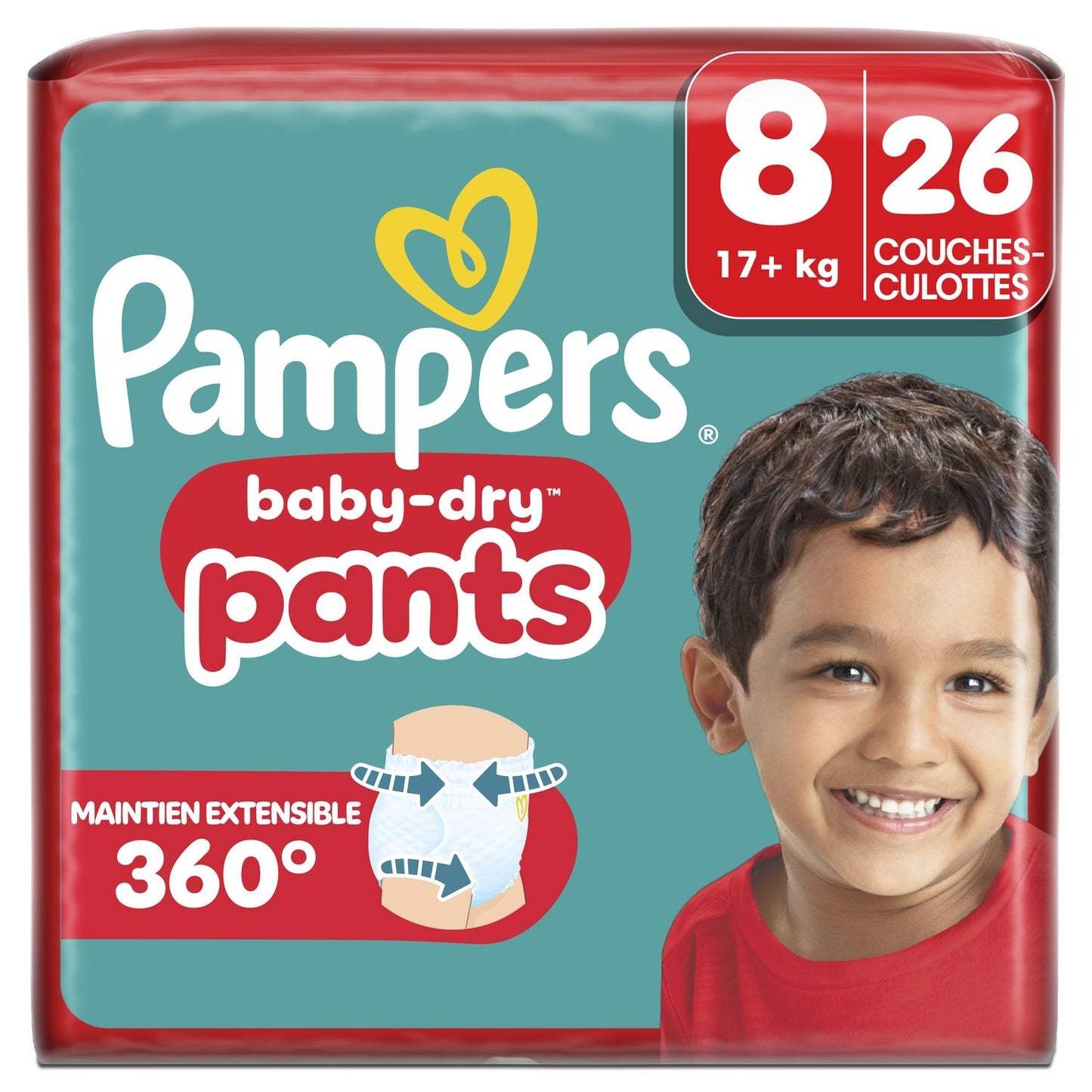 Couches Culottes Bébés Baby-Dry Pants 17+kg Taille 8 Maintien Extensible PAMPERS le paquet de 26 couches culottes