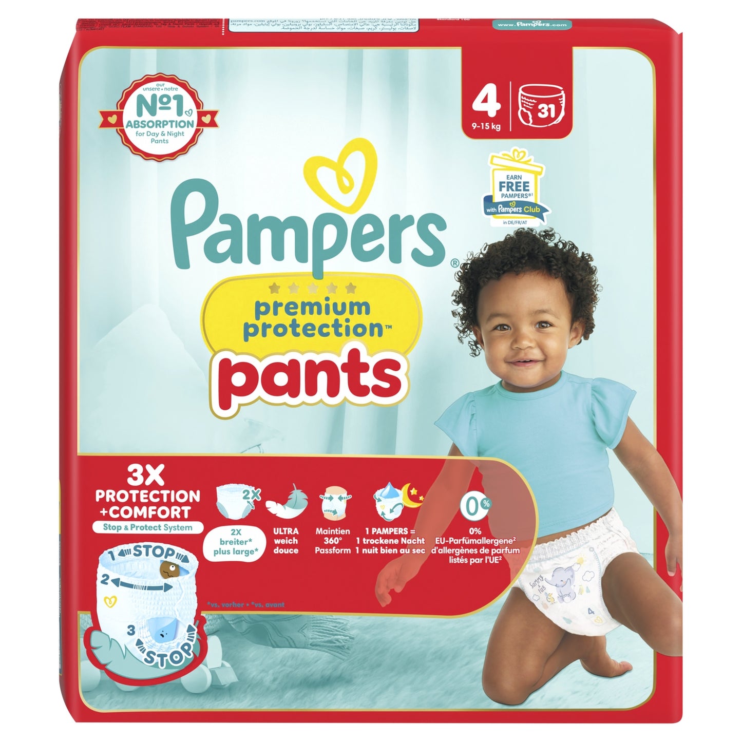 Couches Culottes Bébés Premium Protection Pants 9-15kg Taille 4 PAMPERS