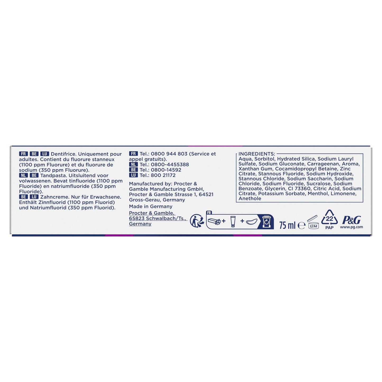 Dentifrice Professional Protection Sensibilité ORAL-B