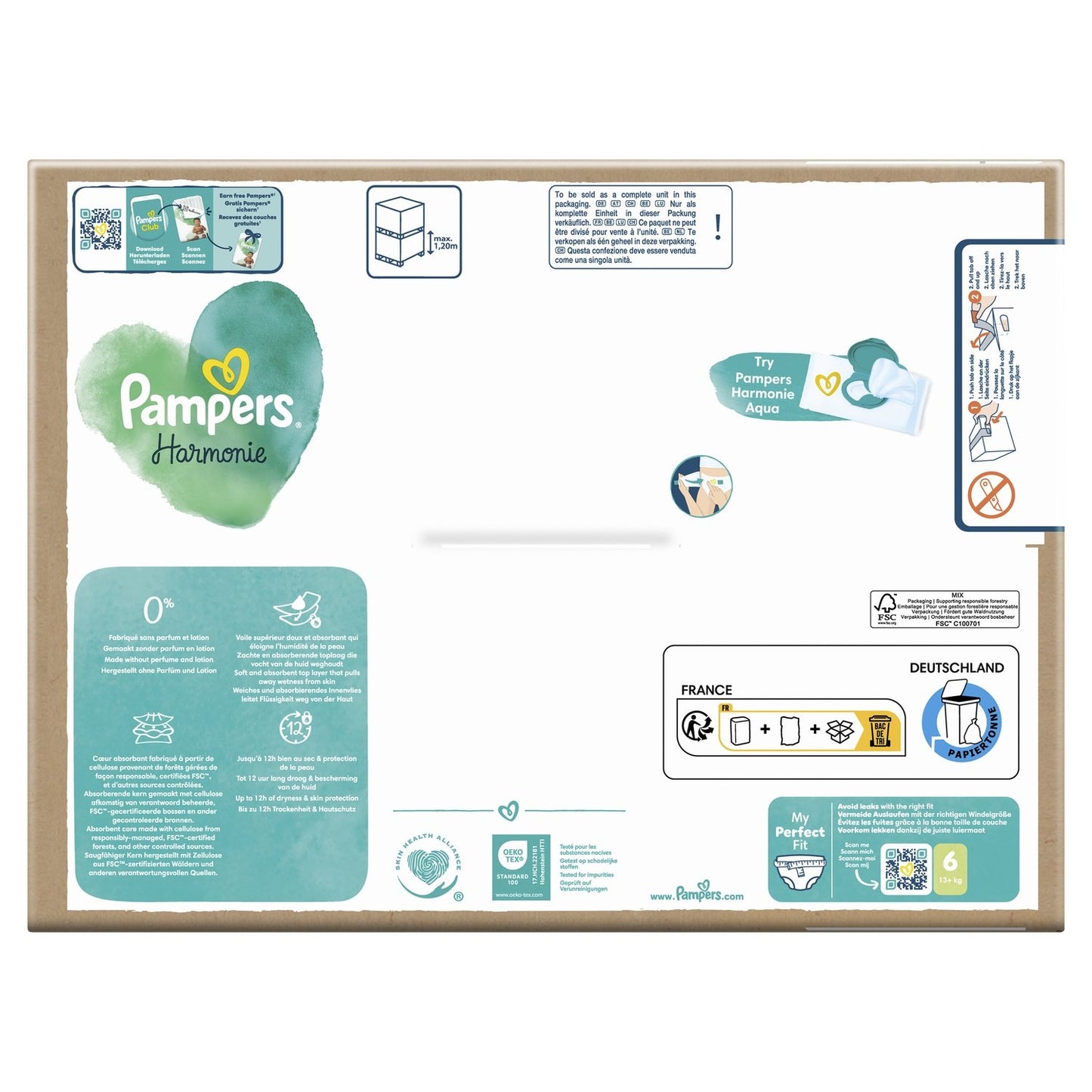 Couches Bébés Harmonie 13+ Kg Taille 6 PAMPERS