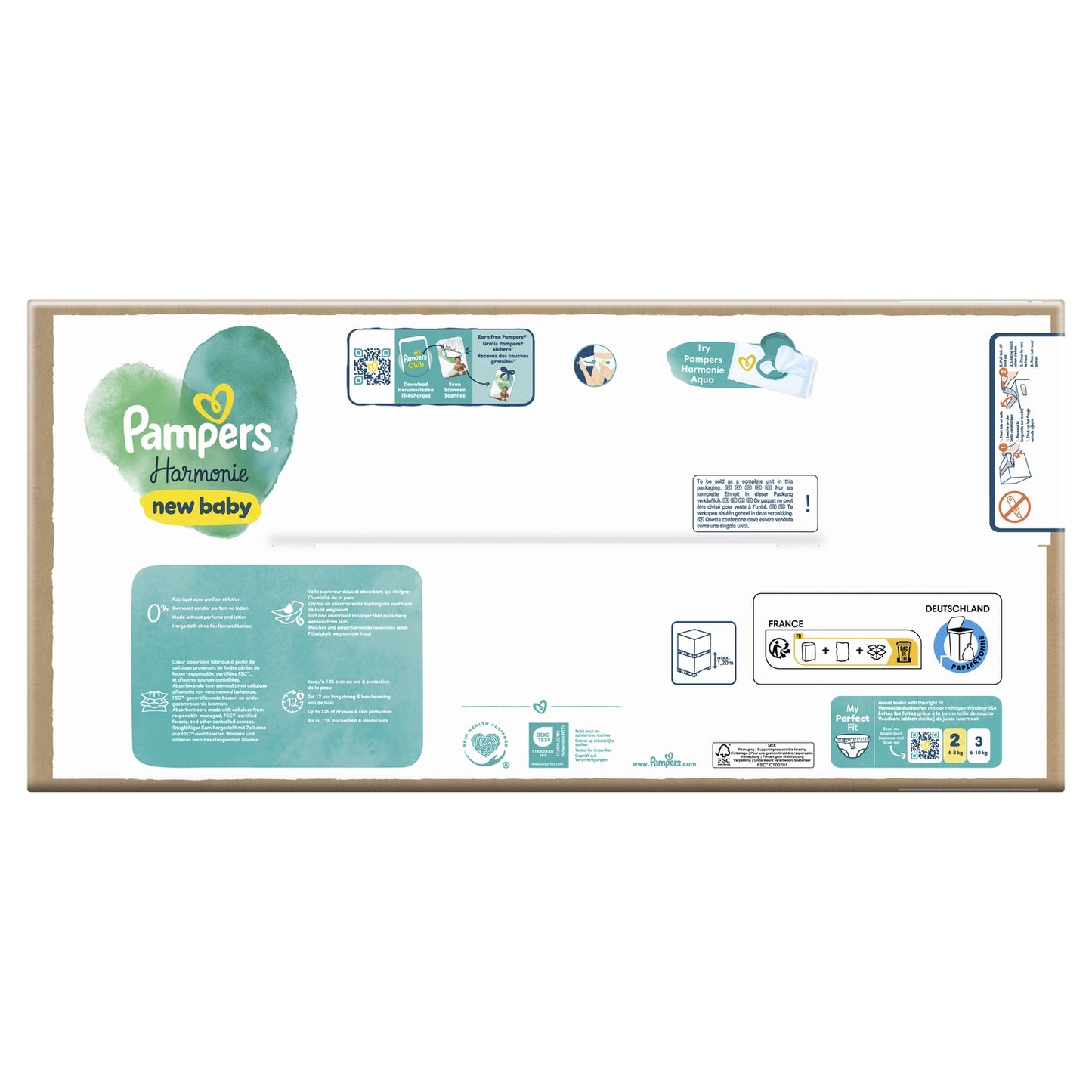 Couches Bébé Harmonie New Baby 2-8kg Taille 2 PAMPERS