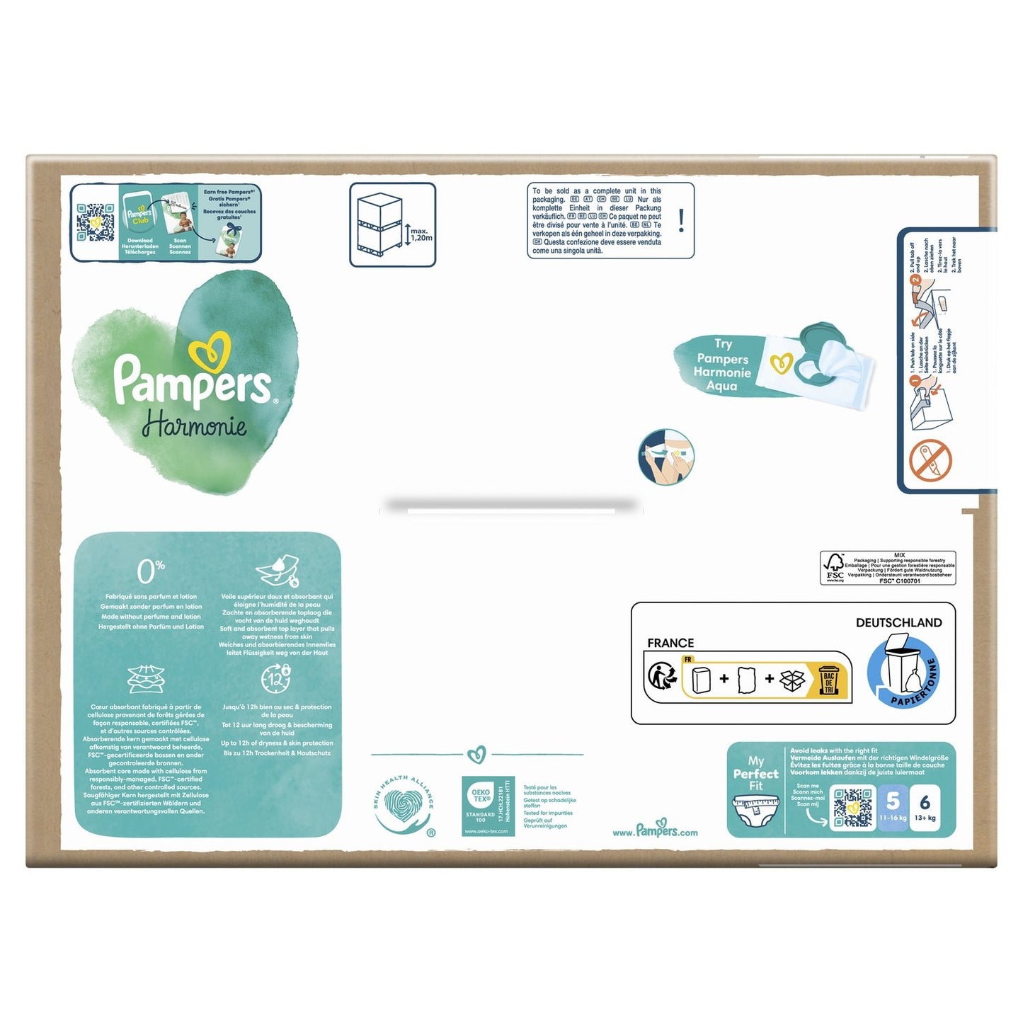 Couches Bébés Harmonie 11-16kg Taille 5 PAMPERS