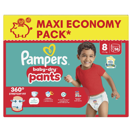 PAMPERS Baby-Dry 17kg+ Size 8 Baby Diapers