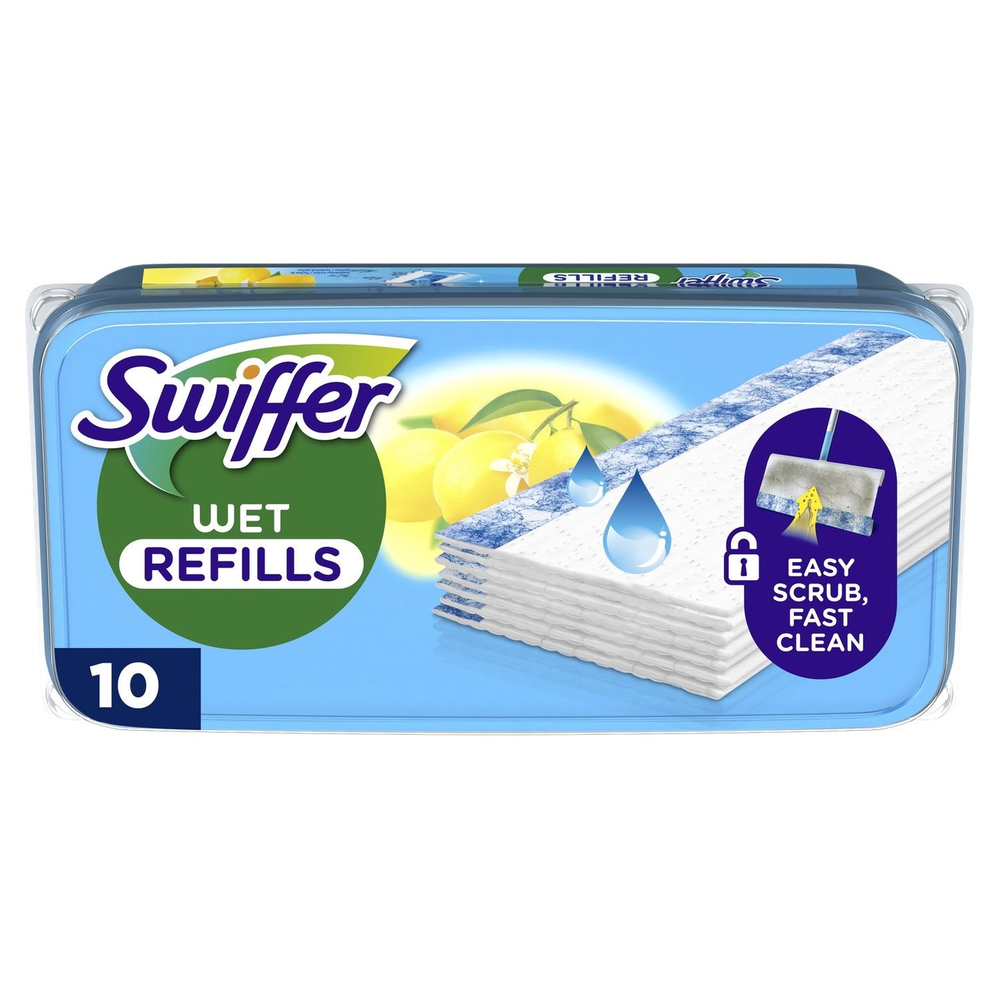 Lingettes Poussières Imprégnées pour Balai Parfum Citron SWIFFER la boite de 10 lingettes