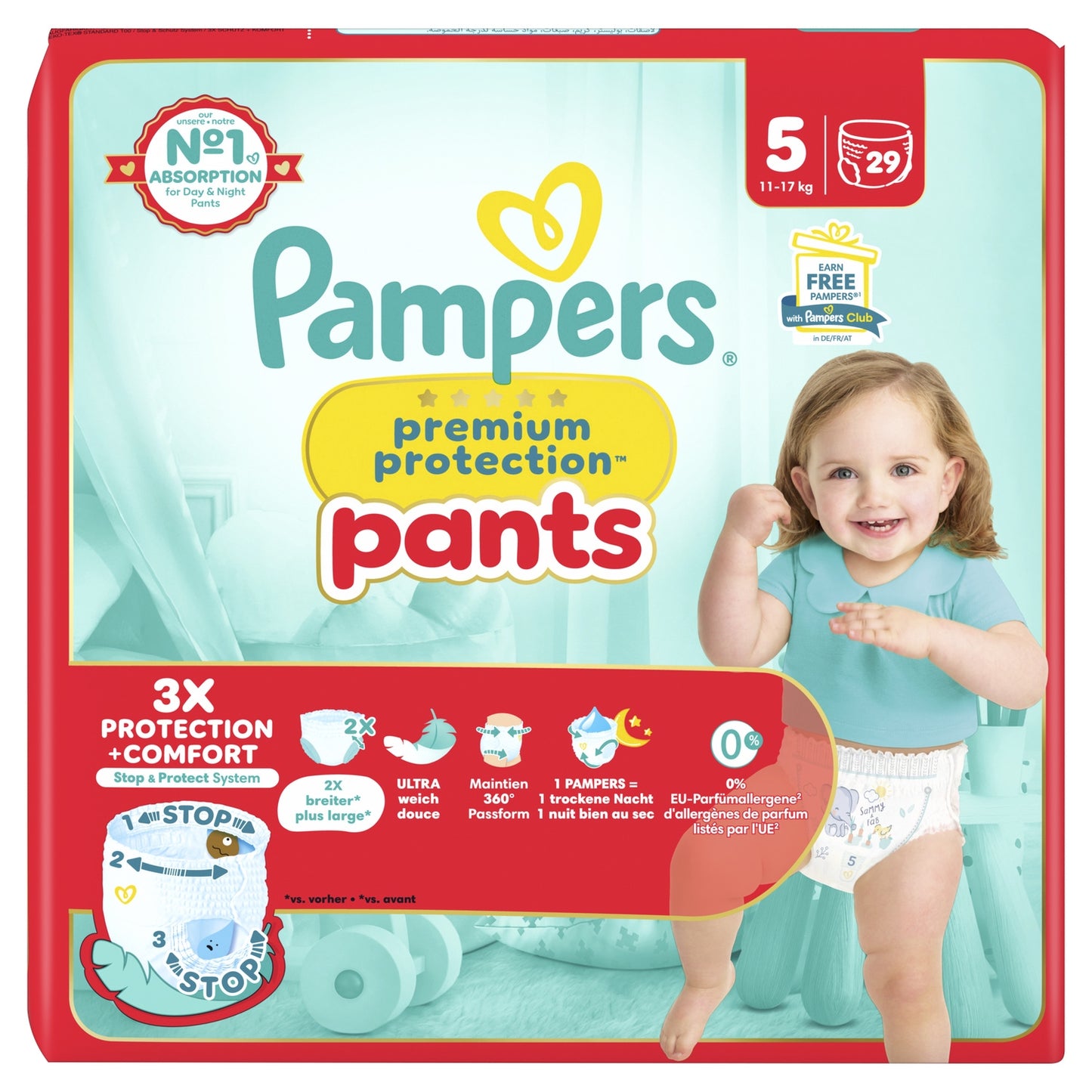Couches Culottes Bébés Premium Protection T5 11-17kg PAMPERS