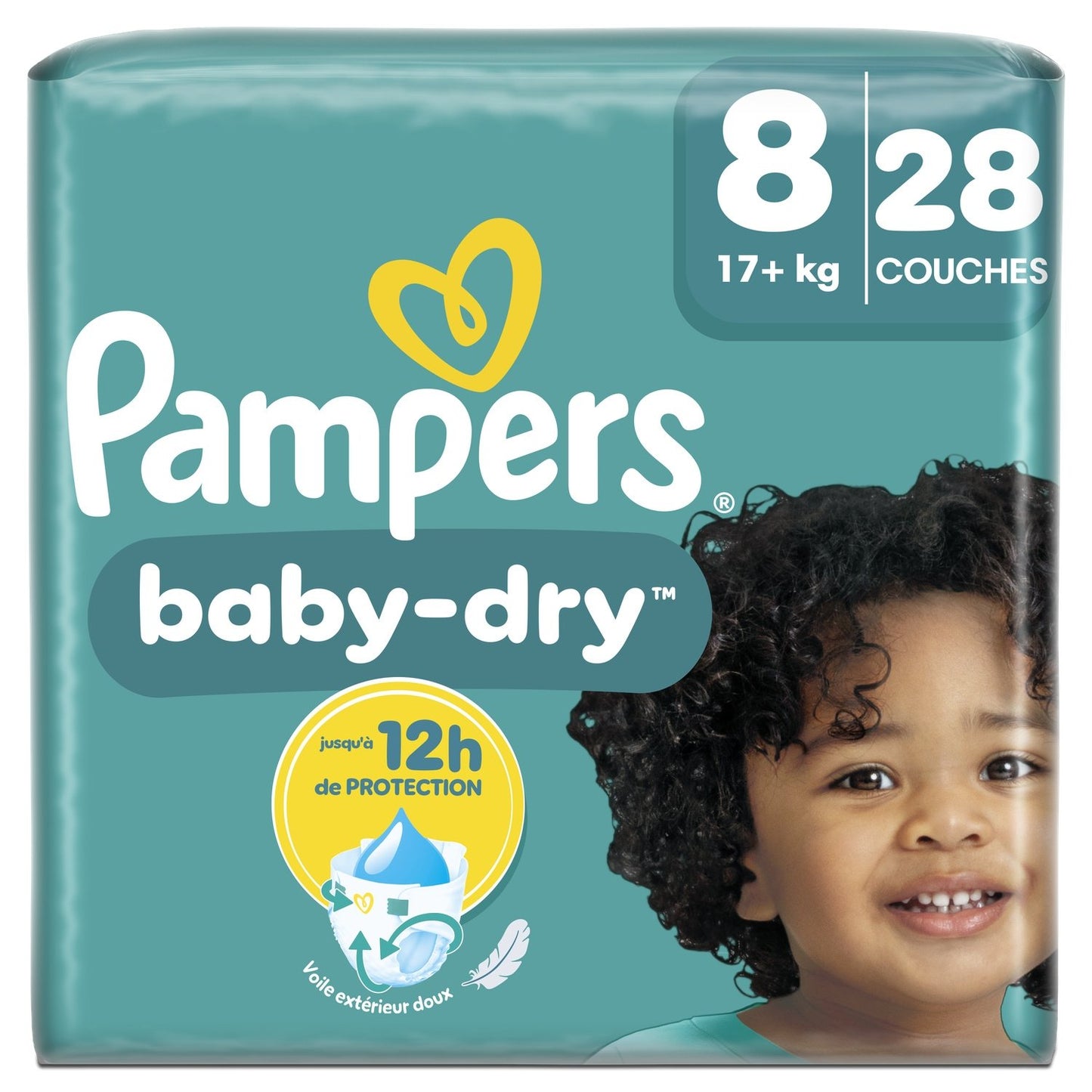 Couches Bébés Baby-Dry 17+ Kg Taille 8 PAMPERS le paquet de 28 couches