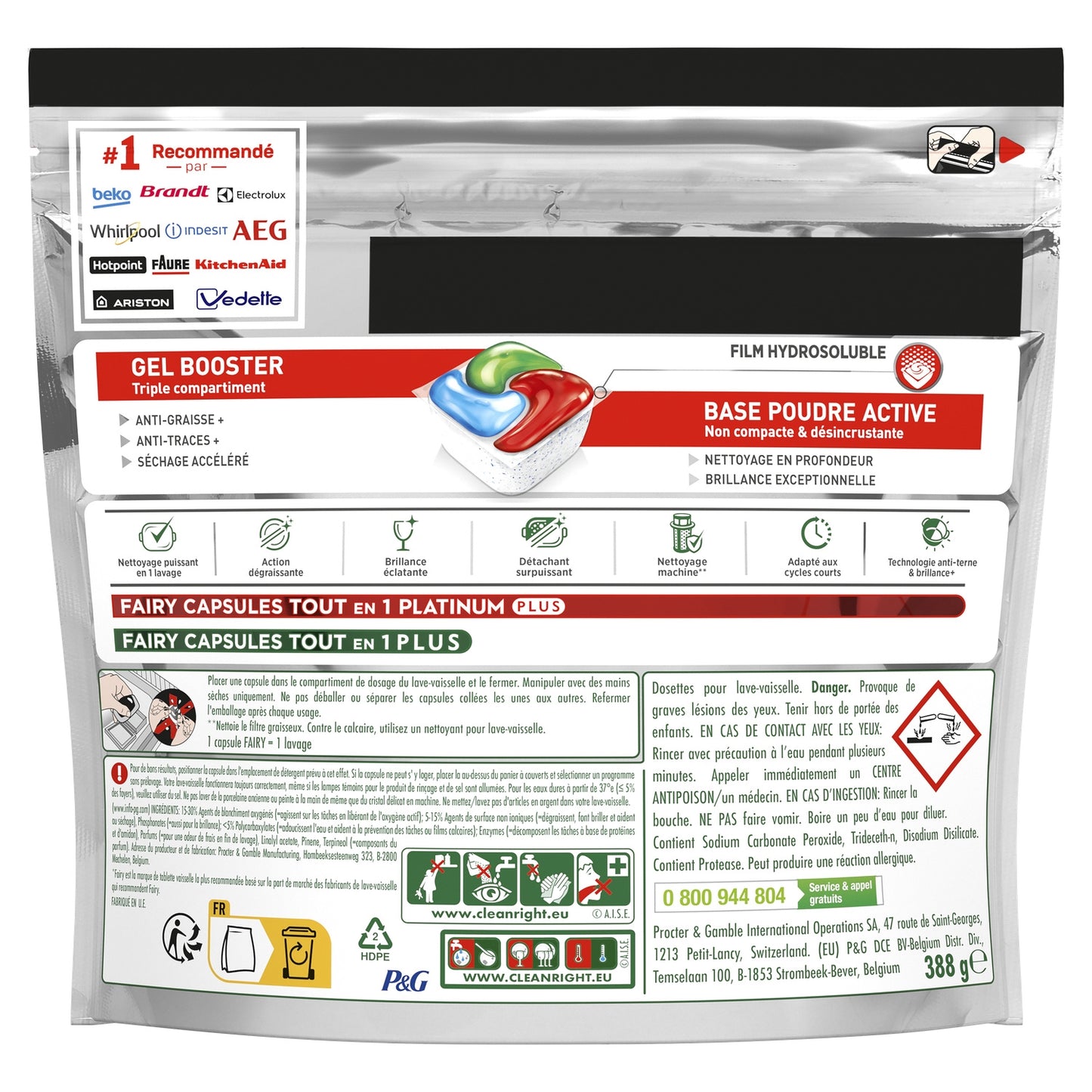 Tablette Lave-Vaisselle Platinum Plus All In One Technologie Anti-Terne Intense 7en1 FAIRY