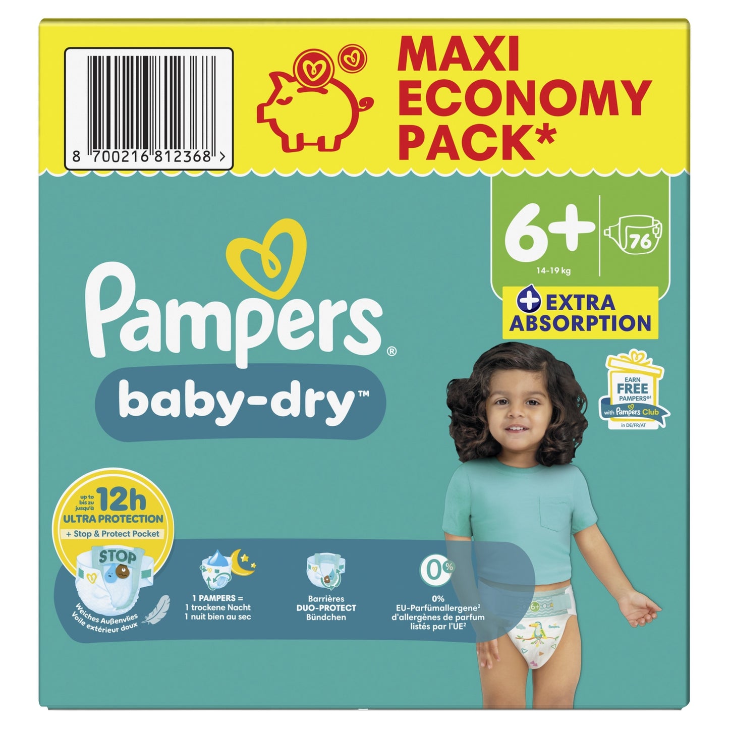 Couches Bébés Baby-Dry 14-19 Kg Taille 6+ PAMPERS
