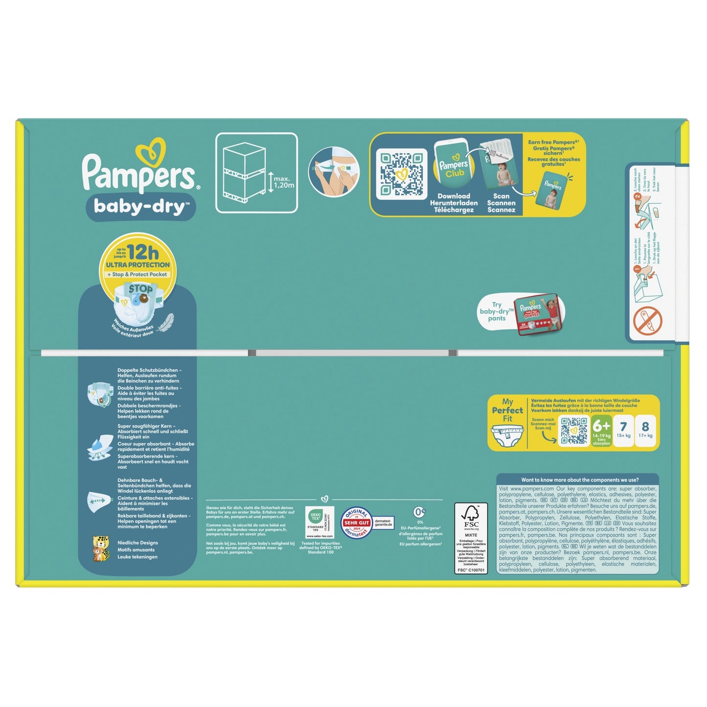 Couches Bébés Baby-Dry 14-19 Kg Taille 6+ PAMPERS