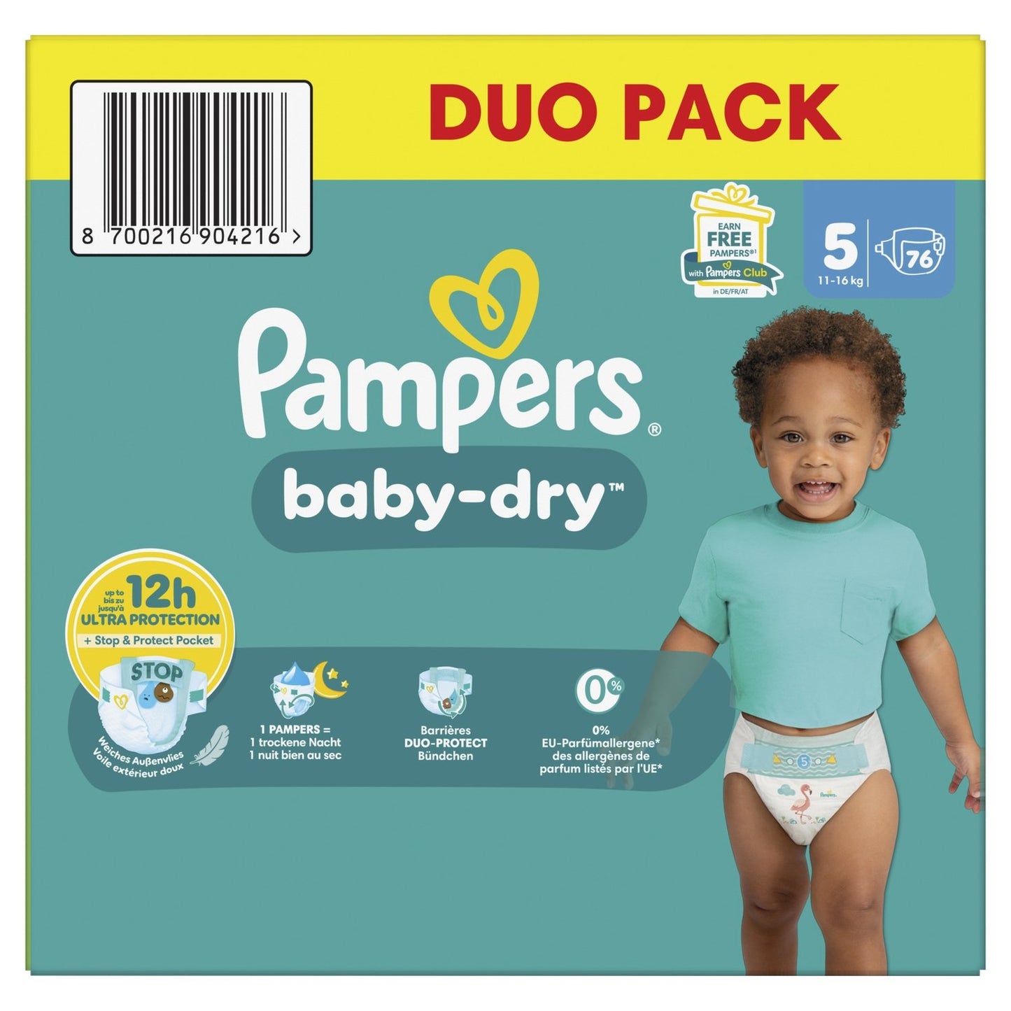 Couches Bébés Baby-Dry 11-16kg Taille 5 PAMPERS