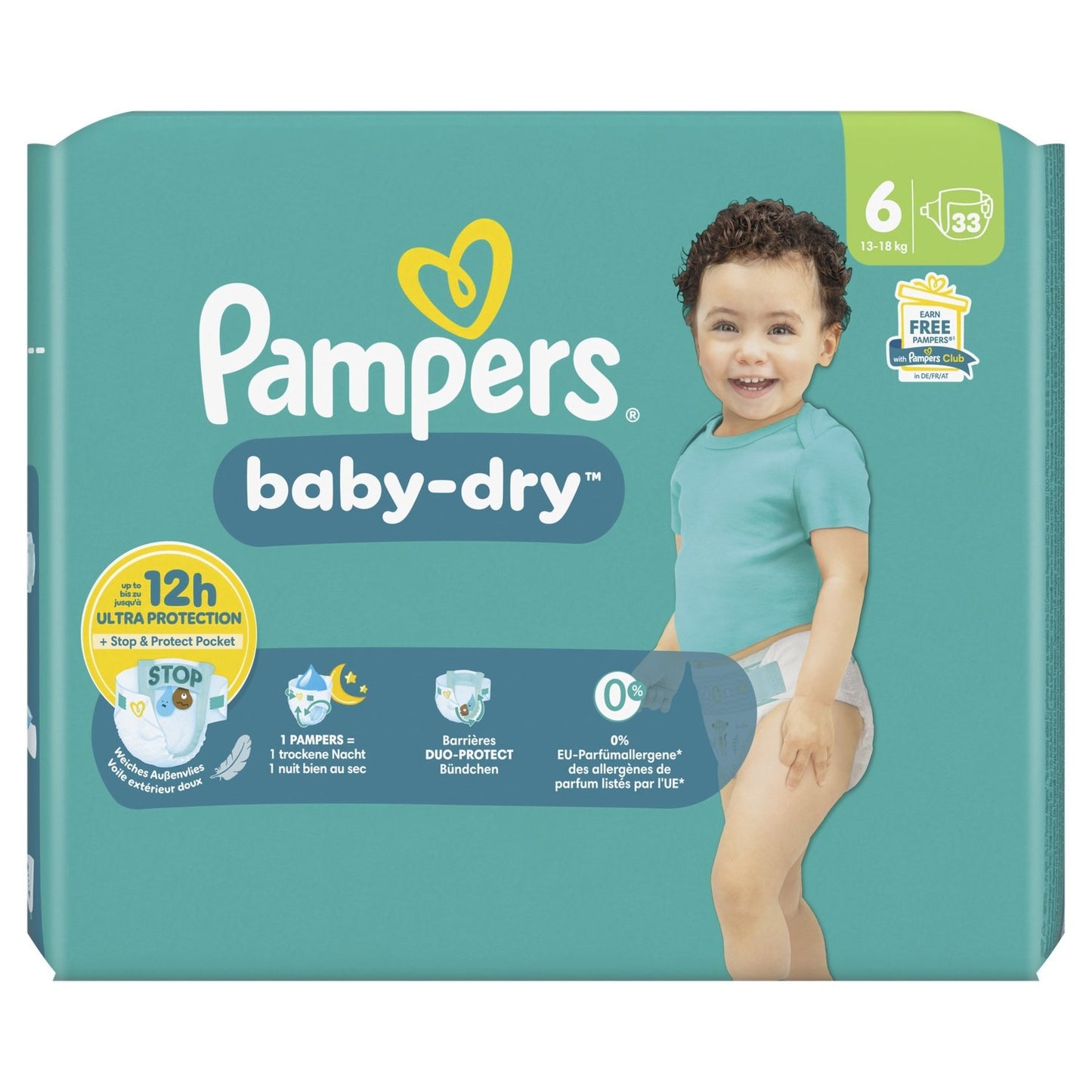 Couches Bébés Baby-Dry 13-18kg Taille 6 PAMPERS