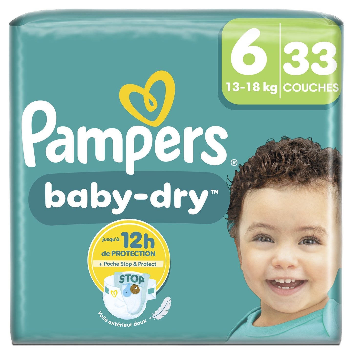 Couches Bébés Baby-Dry 13-18kg Taille 6 PAMPERS le paquet de 33 couches