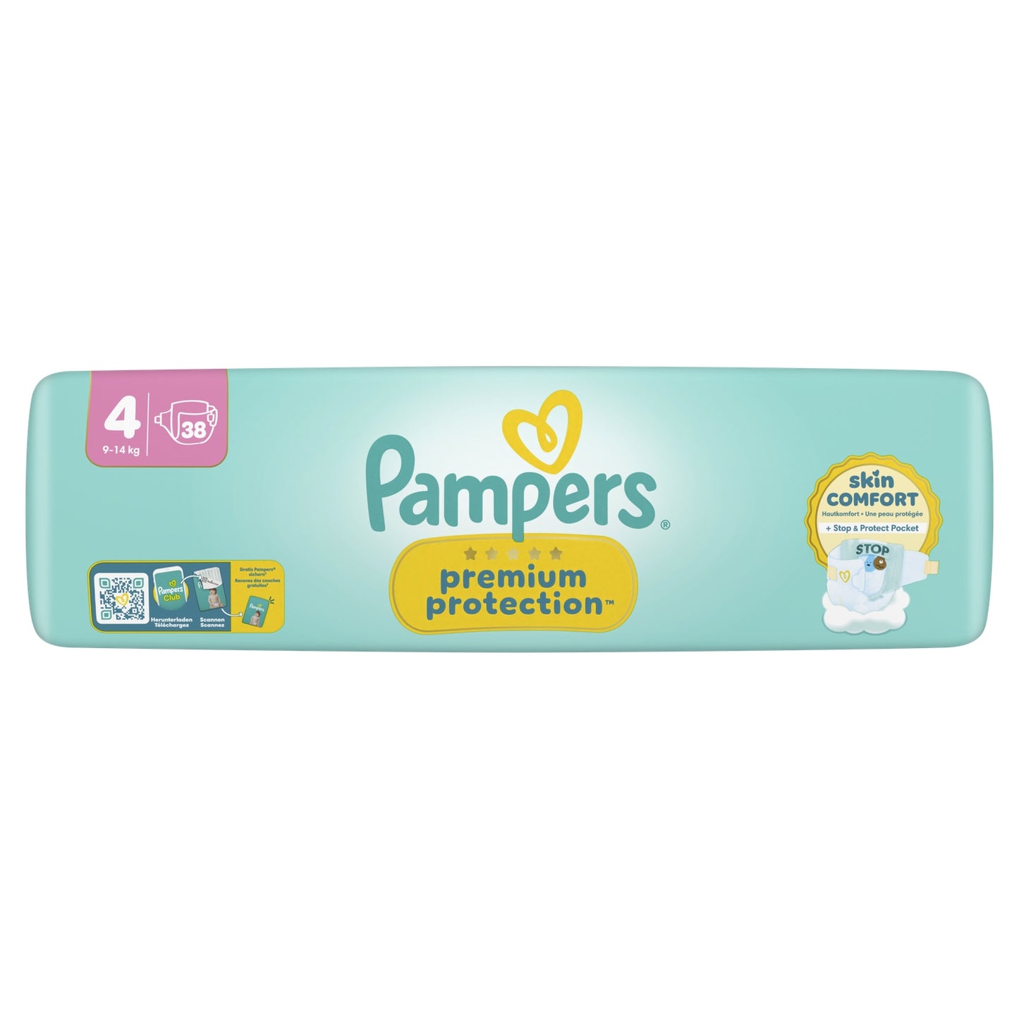 Couches Bébés Premium Protection 9-14kg Taille 4 PAMPERS