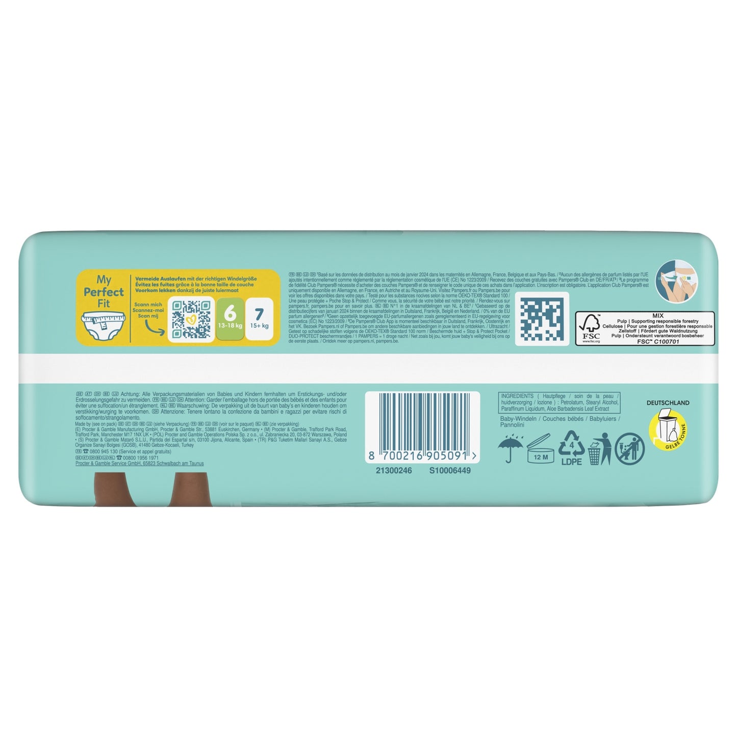 Couches Bébés Premium Protection 13-18kg Taille 6 PAMPERS