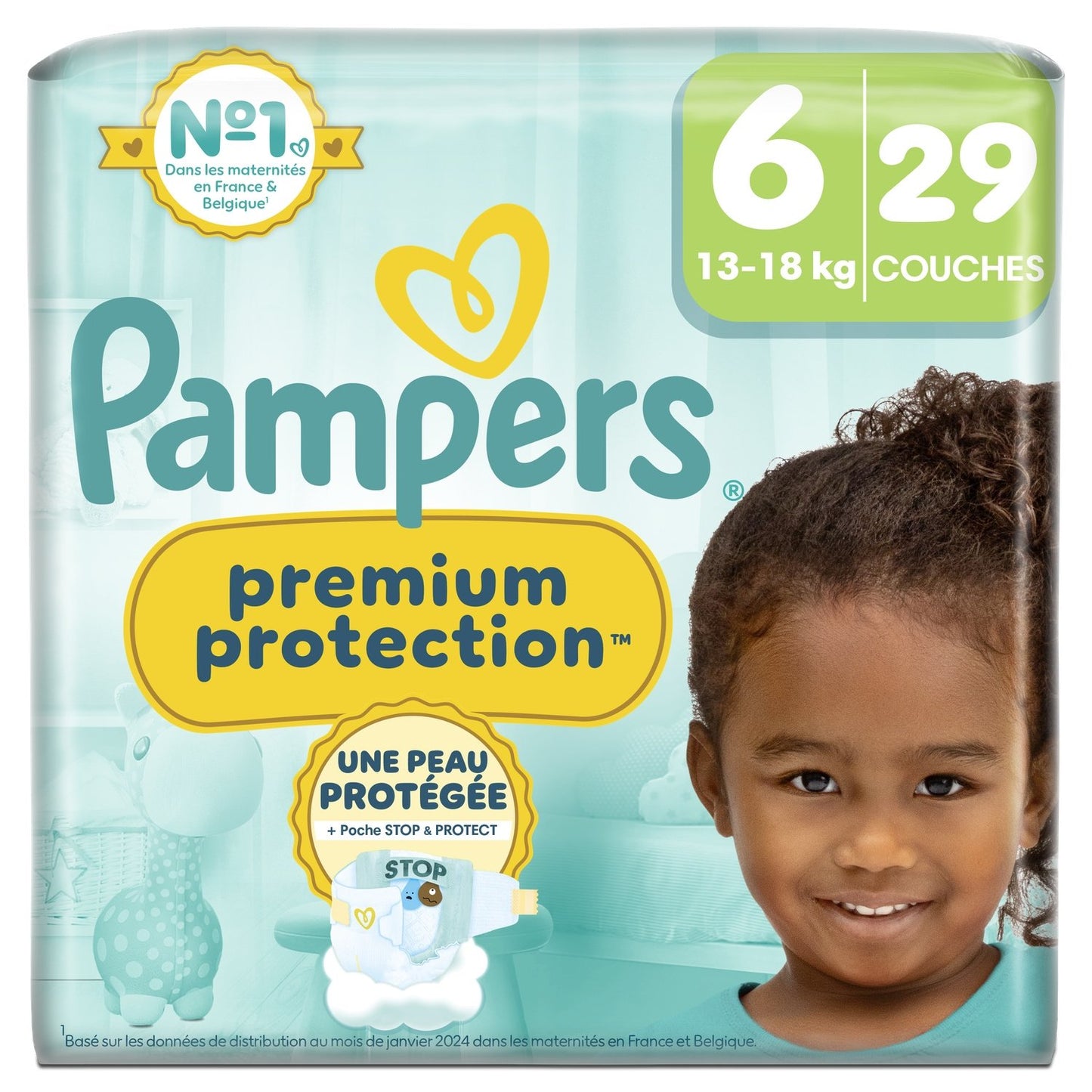 Couches Bébés Premium Protection 13-18kg Taille 6 PAMPERS le paquet de 29 couches
