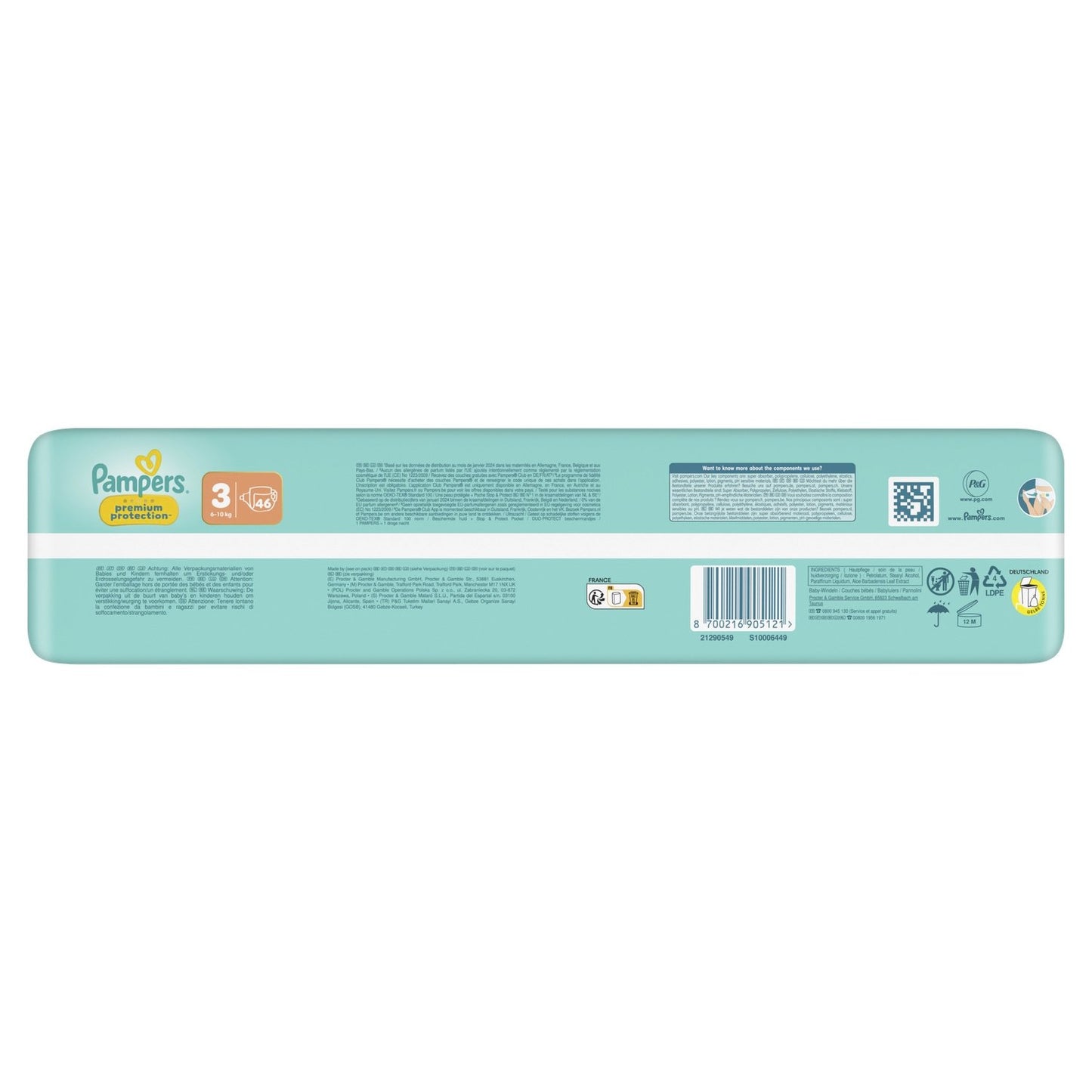 Couches Bébés Premium Protection 6-10kg Taille 3 PAMPERS