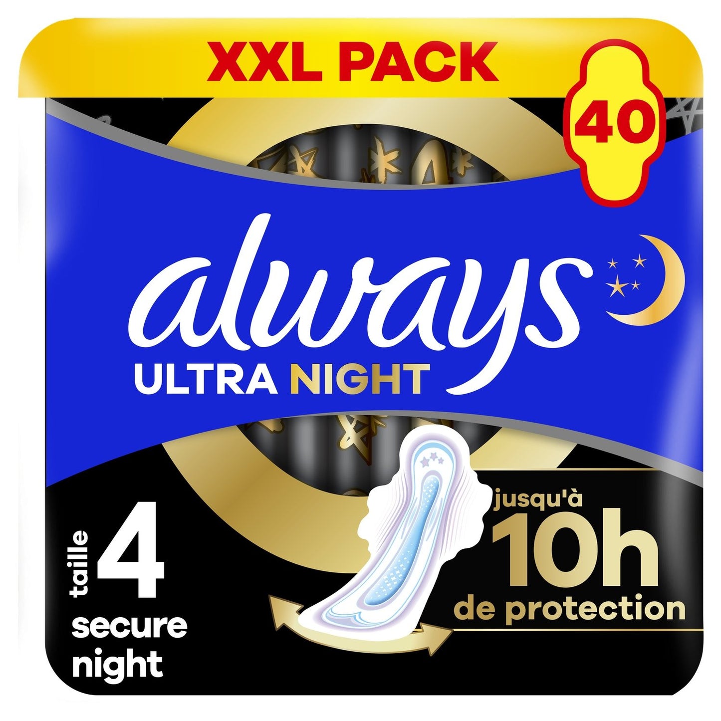 Serviette Hygiénique Secure Night avec Ailettes ALWAYS le paquet de 40 serviettes Hygéniques