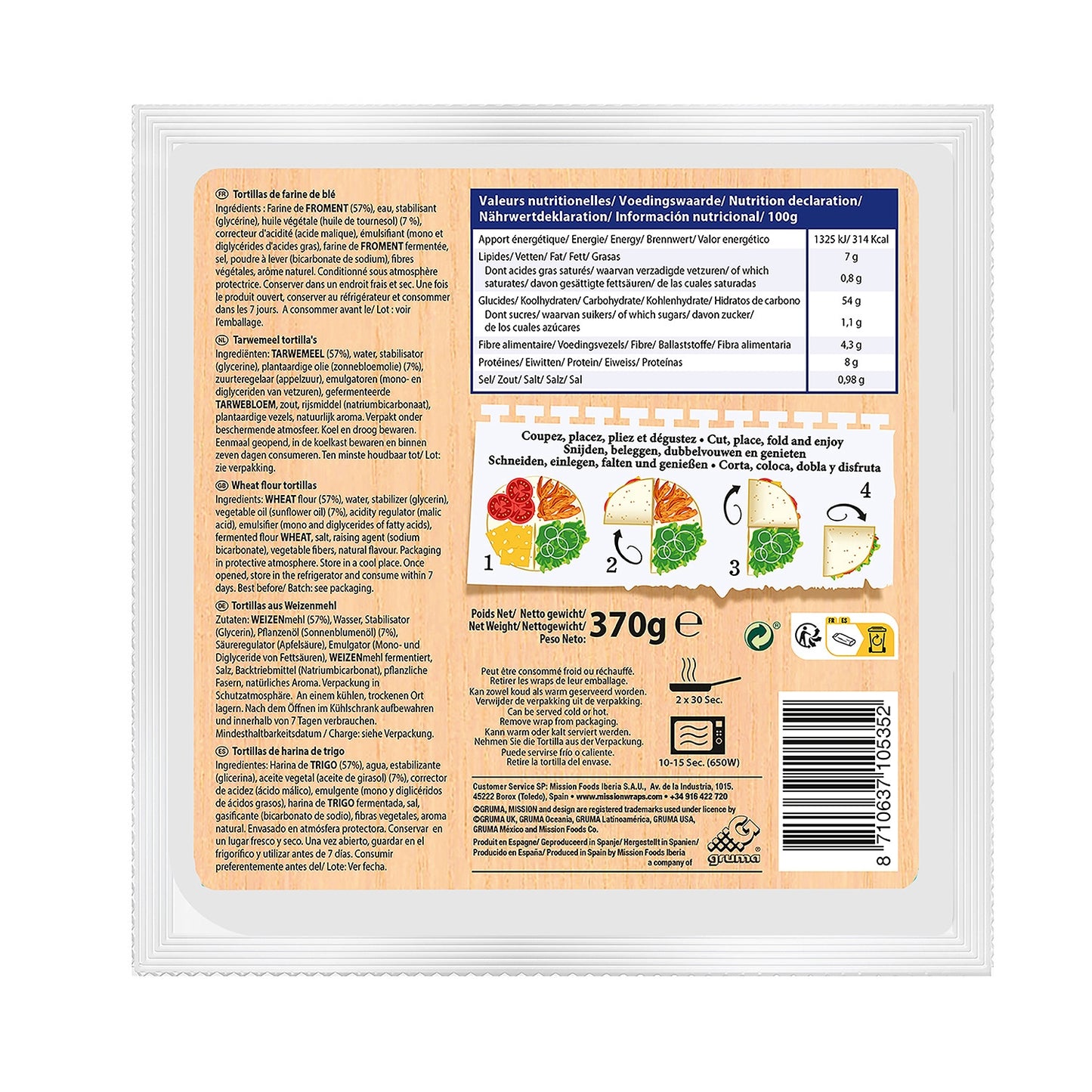 MISSION Original Plain Wheat Wraps
