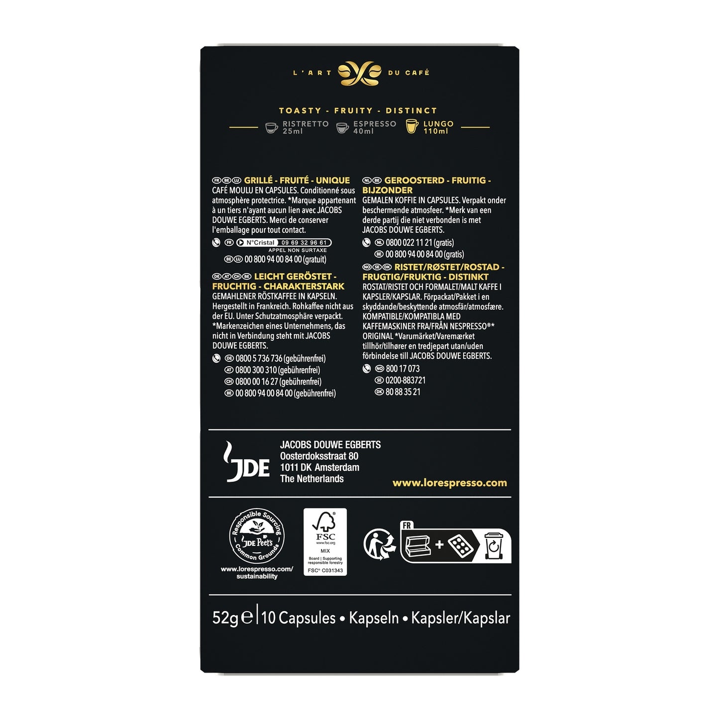 Lungo Profondo Intensity 8 Nespresso Compatible Capsules L'OR