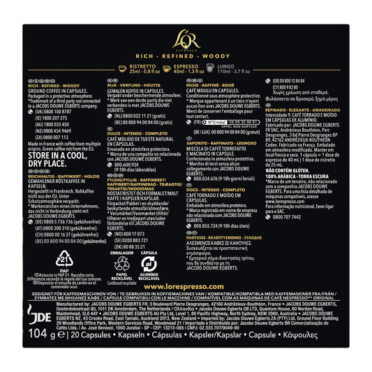 Absolute Gold Intensity 9 Coffee Capsules Compatible with Nespresso L'OR