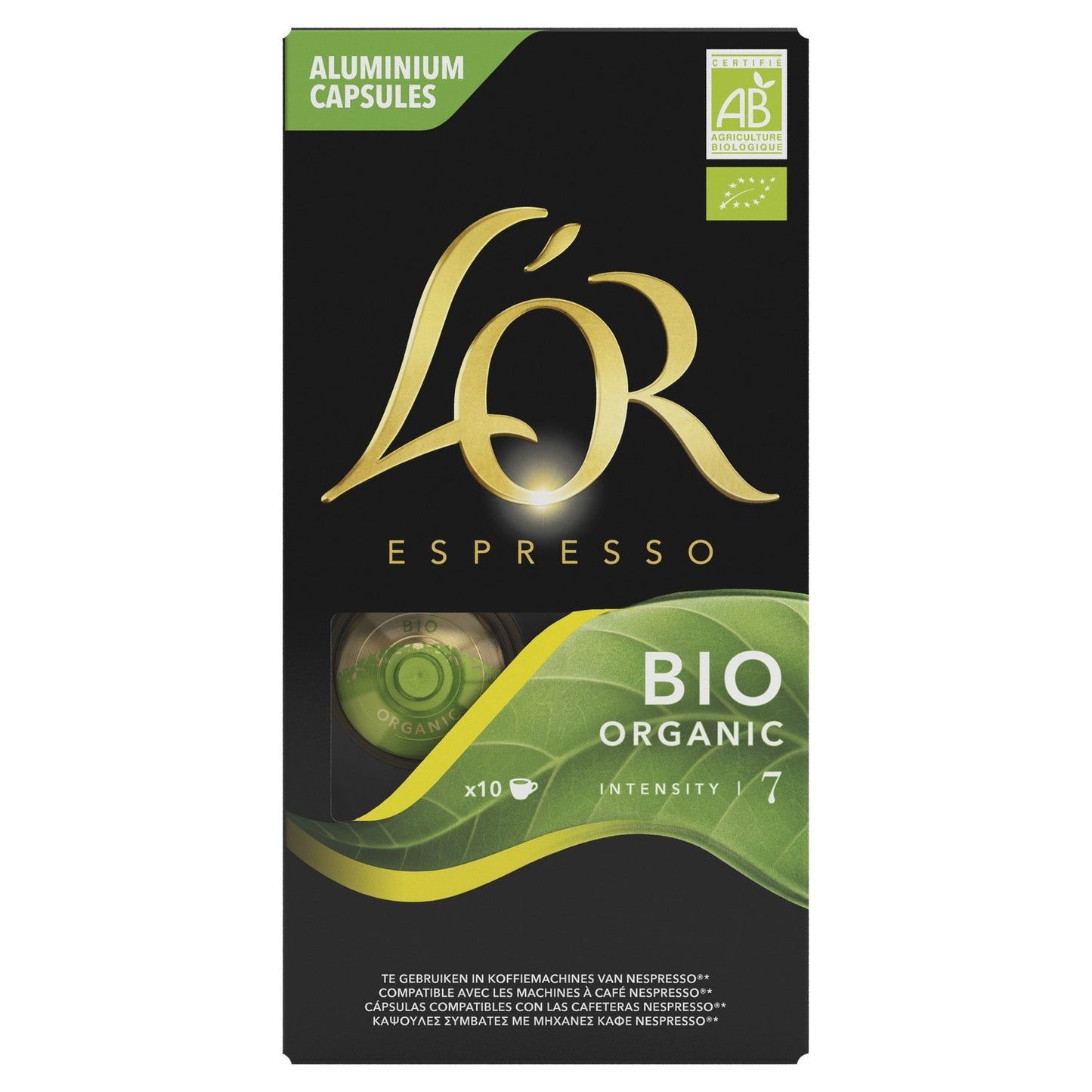 Café Capsules Intensité 7 Bio Compatible Nespresso L'OR la boite de 10 capsules