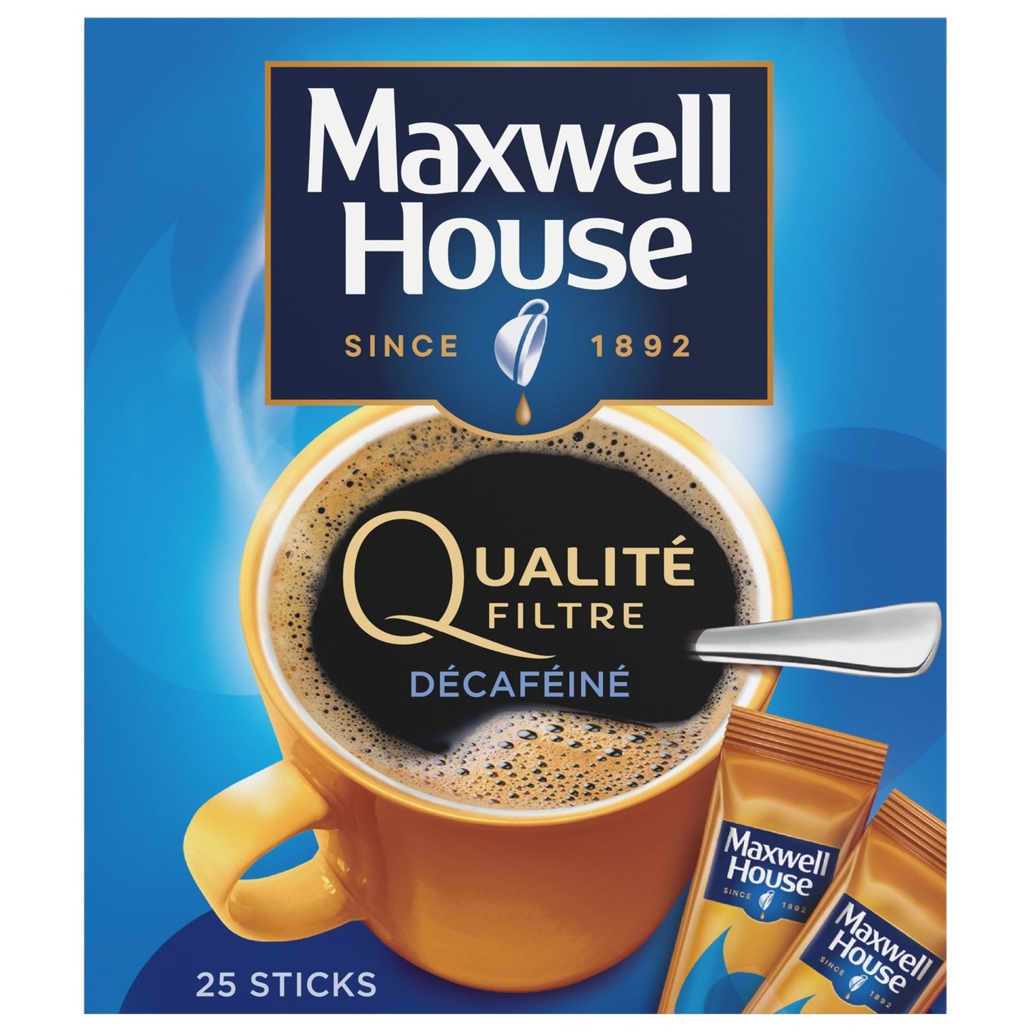 Café Soluble Décaféiné MAXWELL HOUSE la boîte de 25 sticks