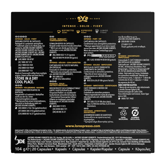 Café Capsules Compatibles Nespresso Forza Intensité 9 L'OR ESPRESSO