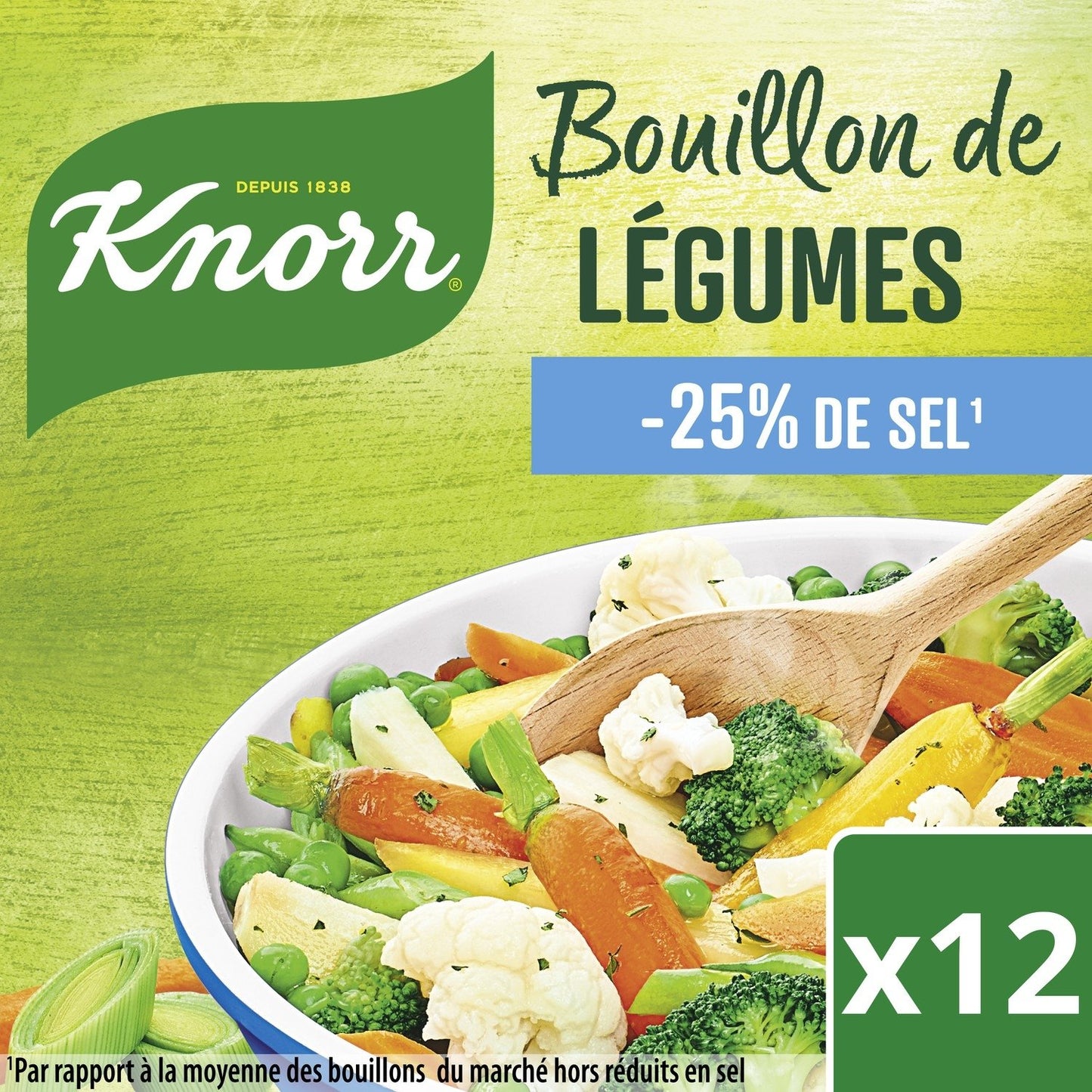 Bouillon de Légumes Réduit en Sel KNORR la boite de 12 bouillons de 9,1 g