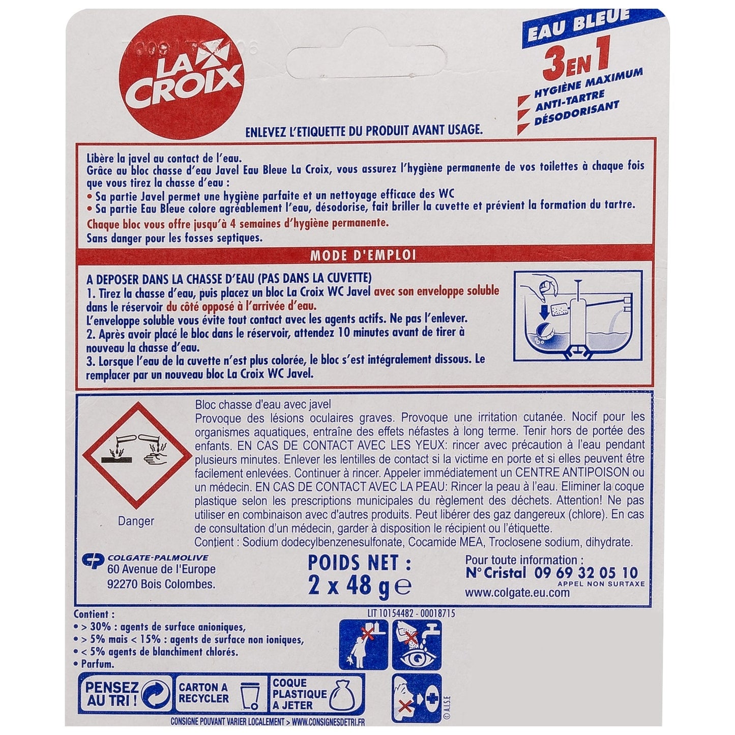 LA CROIX 3-in-1 Blue Water Toilet Block with Bleach
