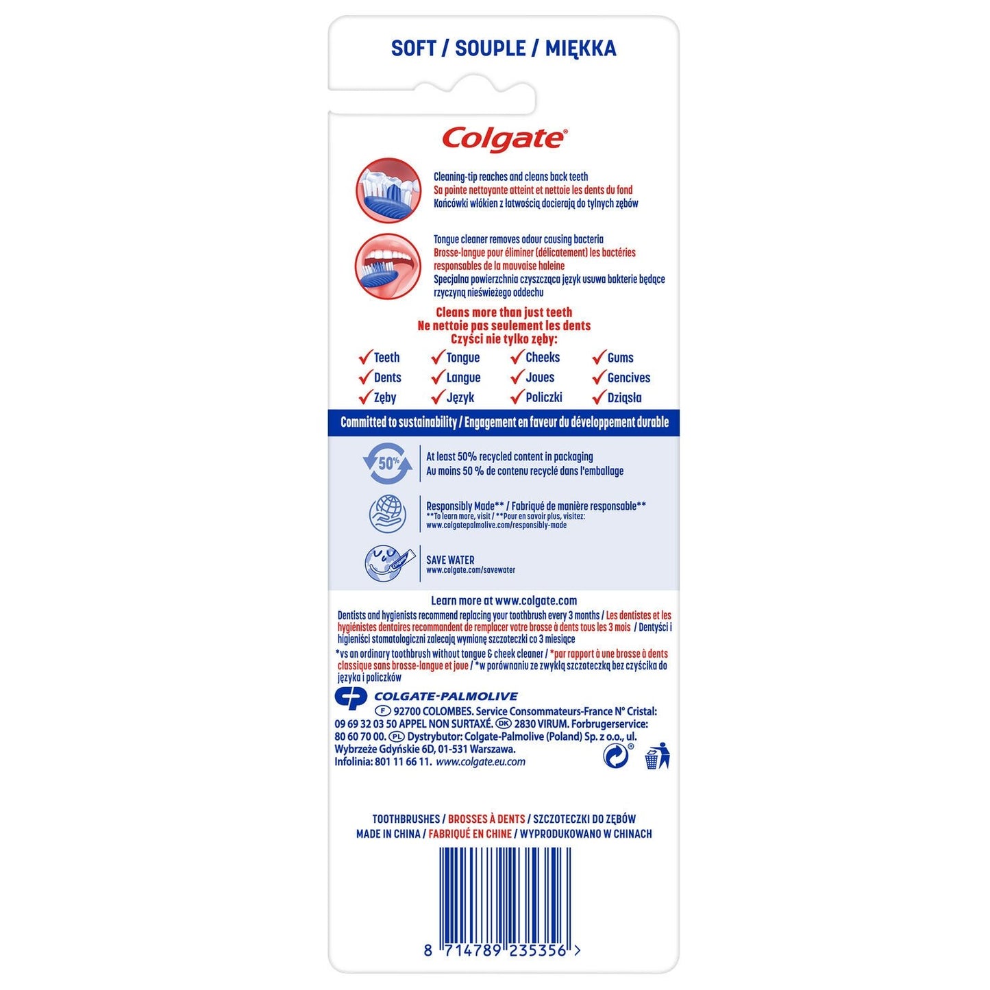 COLGATE Extra Clean 25% Recycled Soft Handle Toothbrush