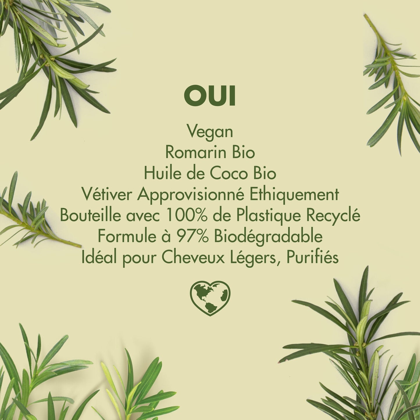 Shampoing pour Cheveux Légers et Purifiés au Romarin et Vetiver Love Beauty & PLANET