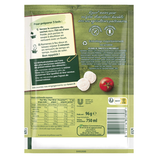 Soupe Dhydrate Tomates Mozzarella Basilic KNORR