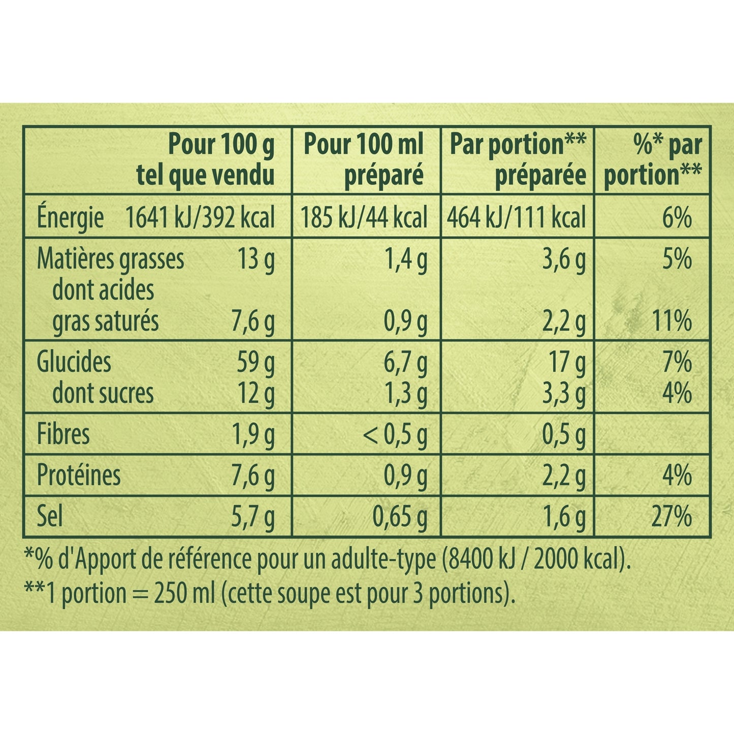 Soupe Déshydratée Forestière Champignons et Oignons KNORR