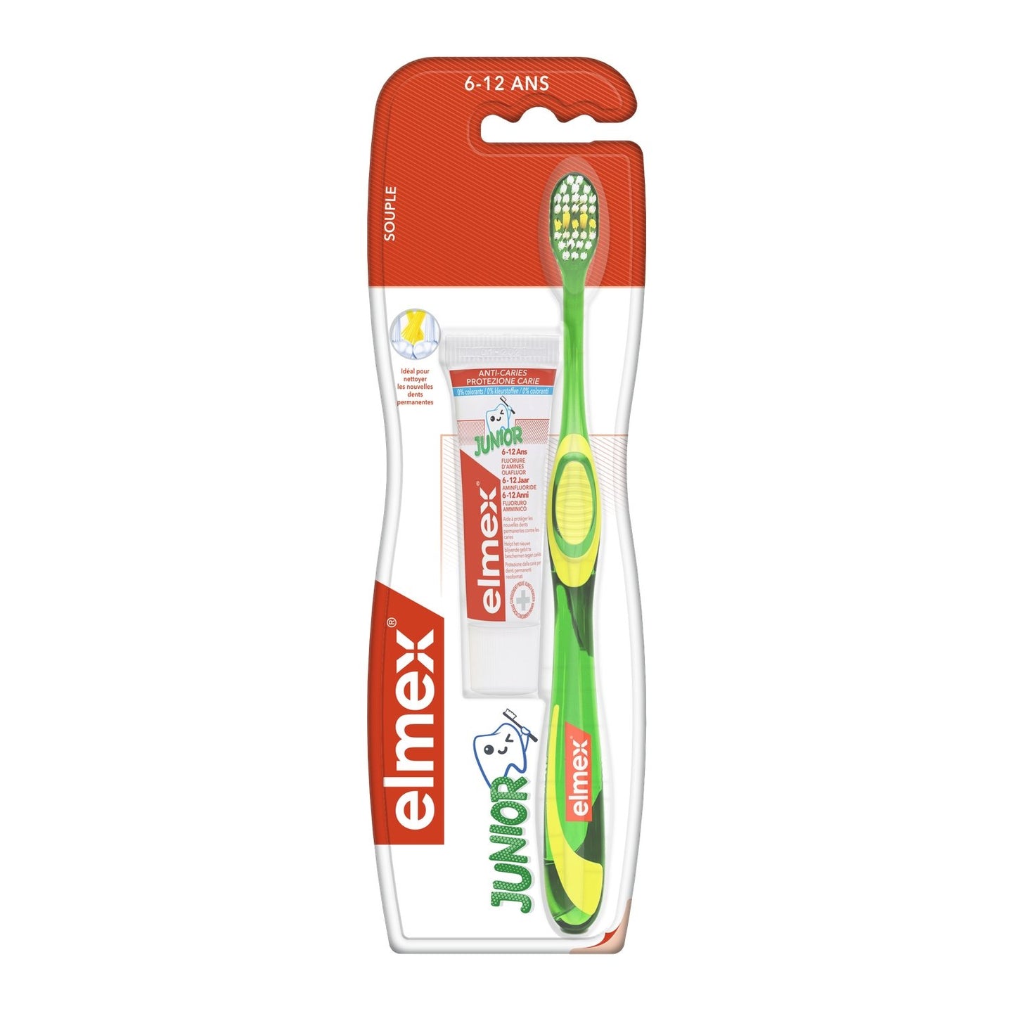 Brosse à Dents Souple Enfant 6-12 Ans Anti-Caries ELMEX la brosses à dents + 1 dentifrice