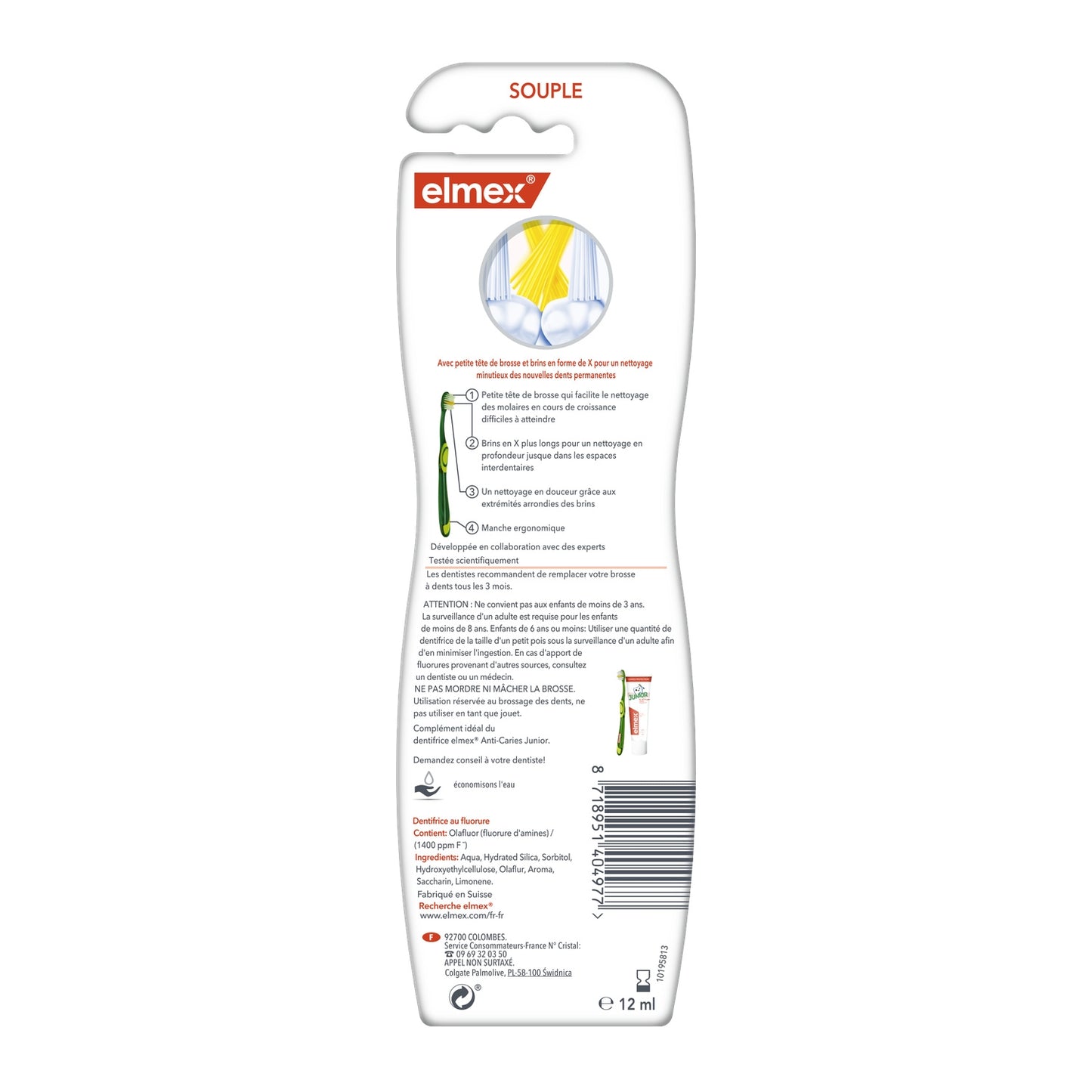 Brosse à Dents Souple Enfant 6-12 Ans Anti-Caries ELMEX