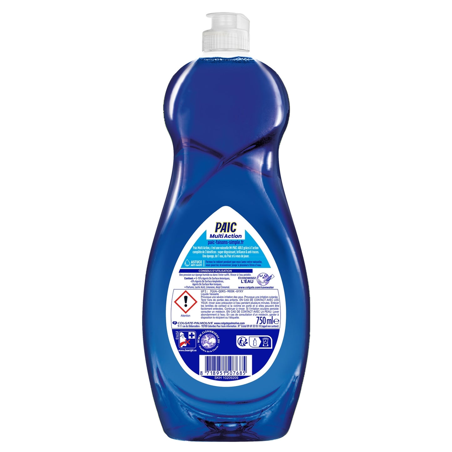 Liquide Vaisselle Fraîcheur Eucalyptus Super Dégraissant Brillance et Anti-Traces Multi-Action PAIC