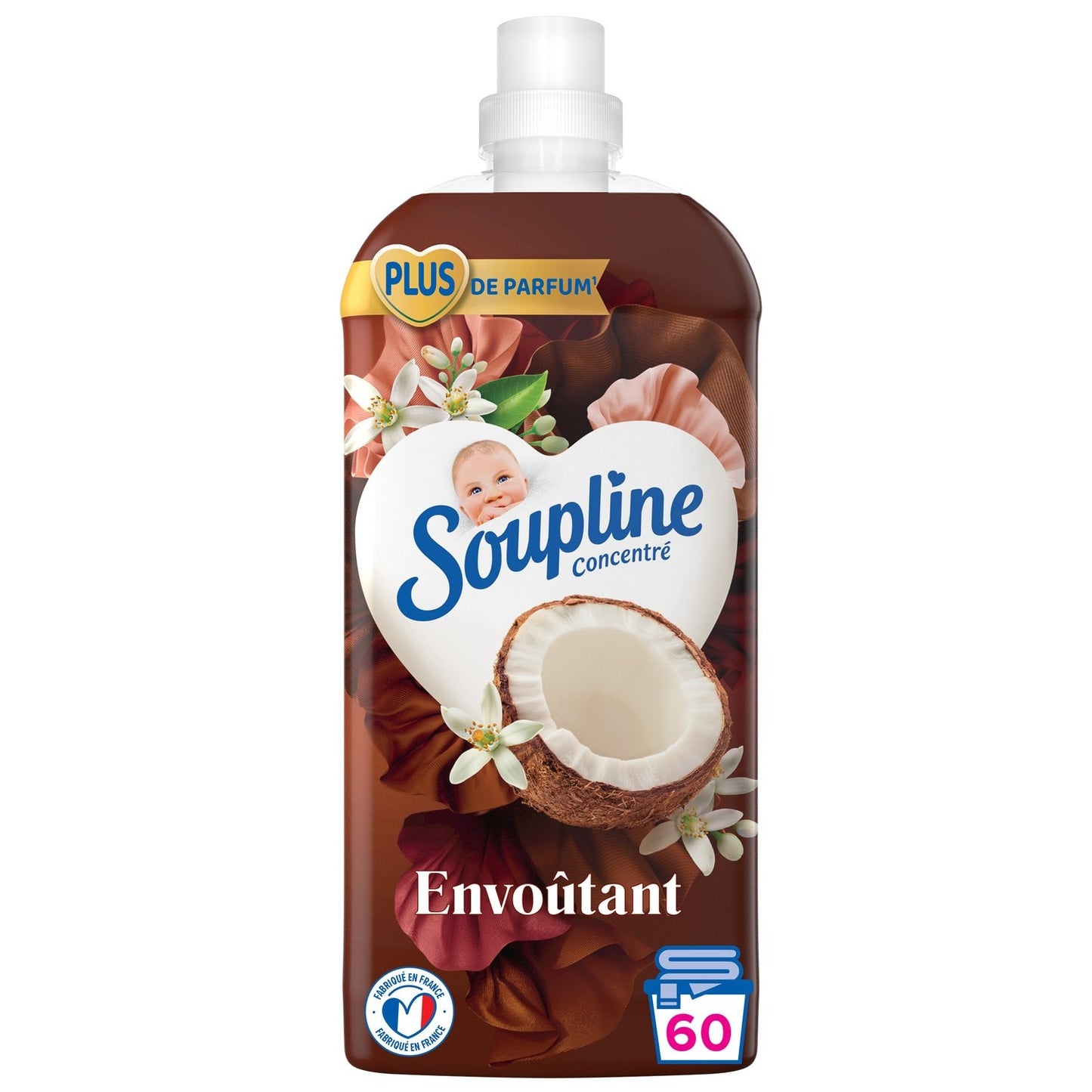 Adoucissant Concentré 3d Fleurs Blanches et Noix de Coco SOUPLINE le bidon de 1,28L