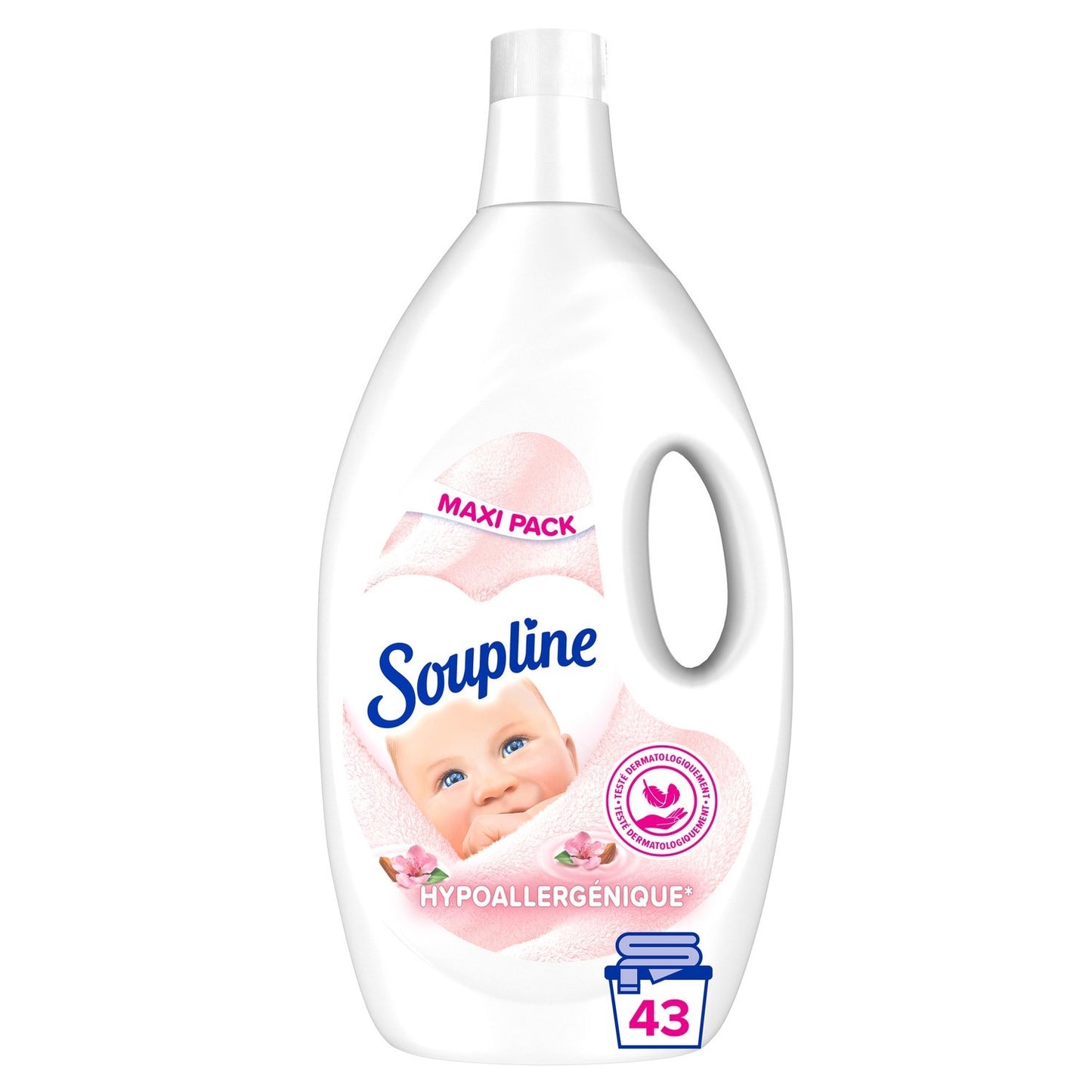 Adoucissant Bébé Hypoallergénique Lait d'Amande Douce SOUPLINE le bidon de 2,85L