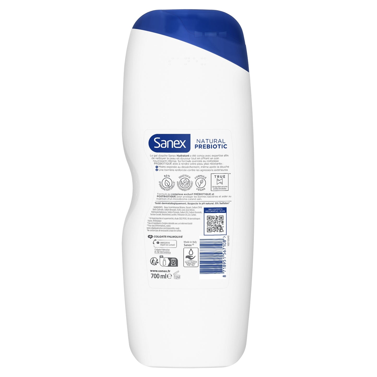SANEX Natural Prebiotic Nourishing Moisturizing Shower Gel for Dry Skin