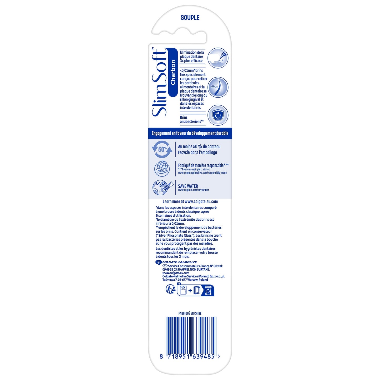 Brosse à Dents Souple Charbon, Poils Slim Soft COLGATE
