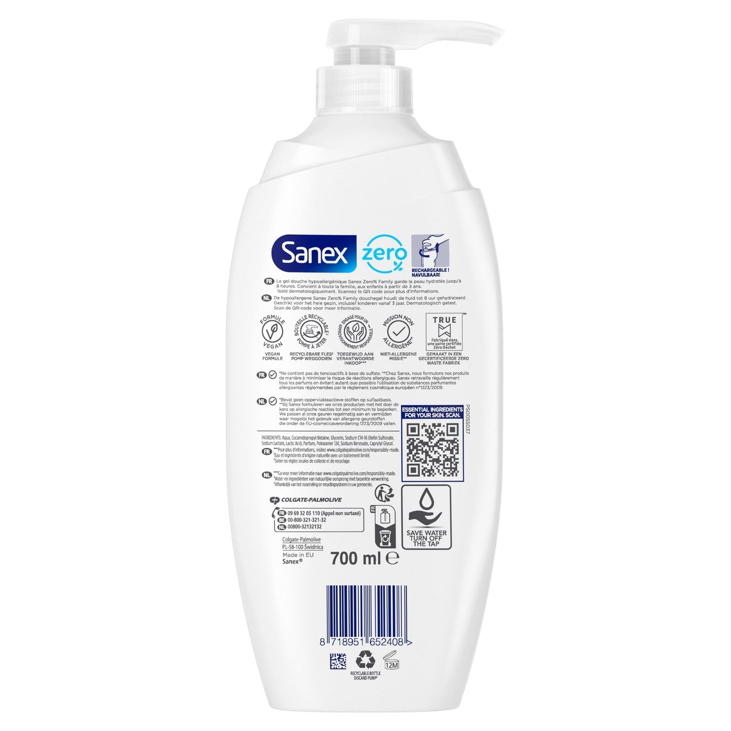 Gel Douche Famille Hypoallergénique Sans Savon SANEX