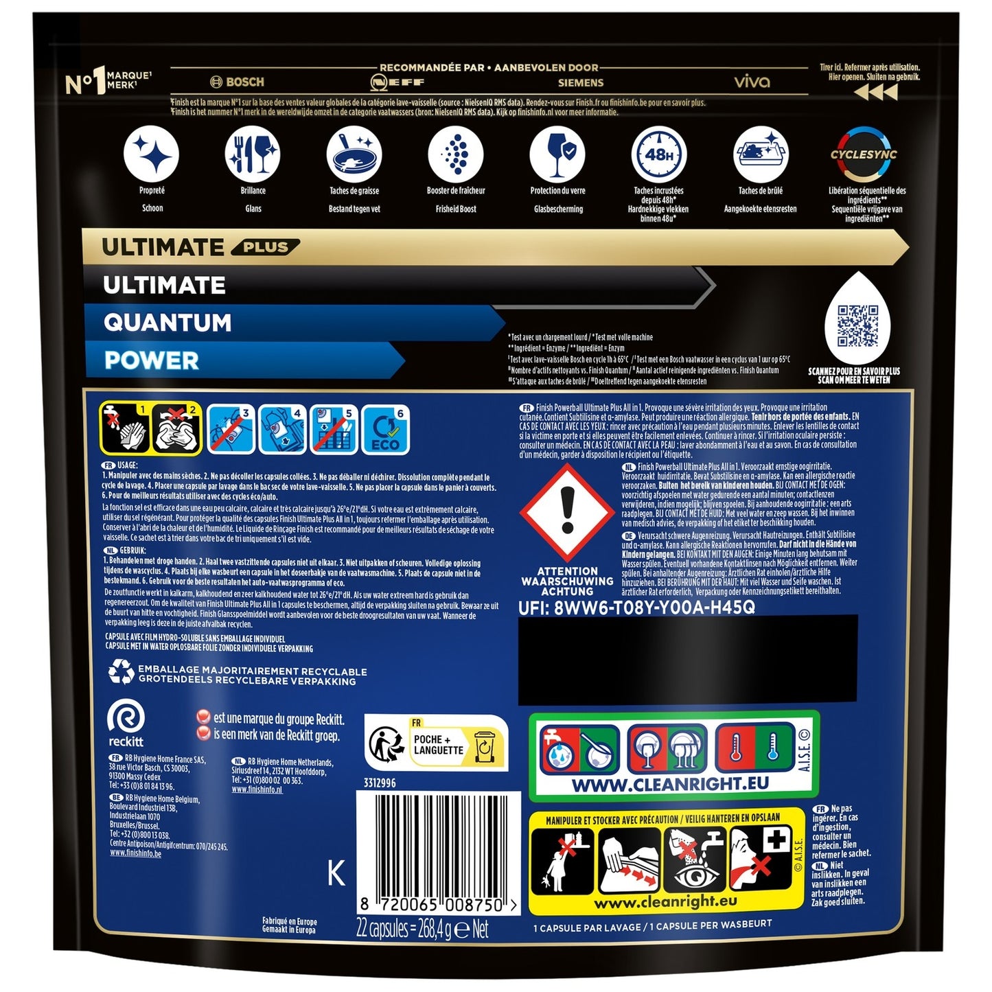 Ultimate Plus All in 1 FINISH Dishwasher Capsules