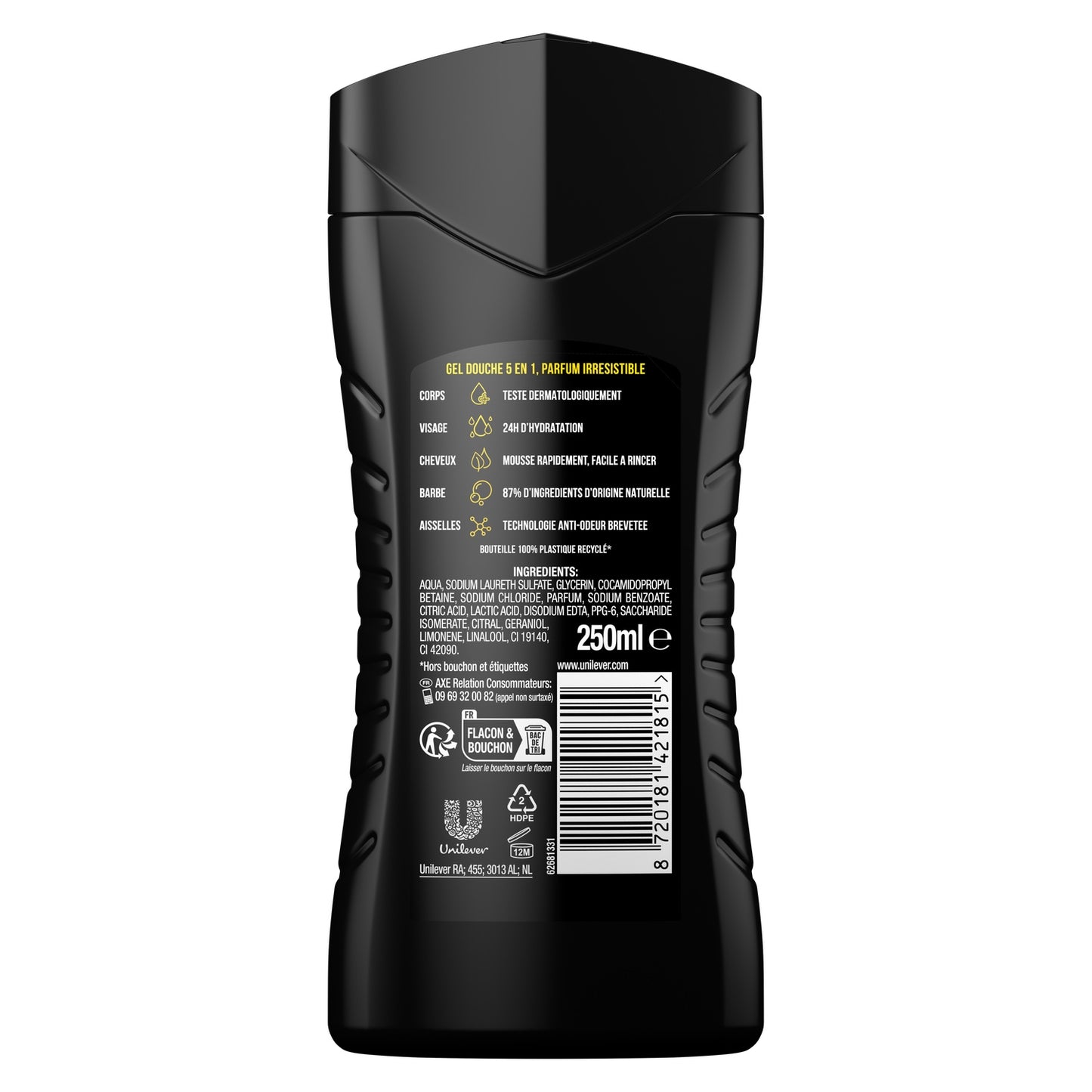 Gel douche Homme Corps Visage Cheveux Barbe Aisselles Mojito Bois de Cèdre 5 en 1 Wild AXE