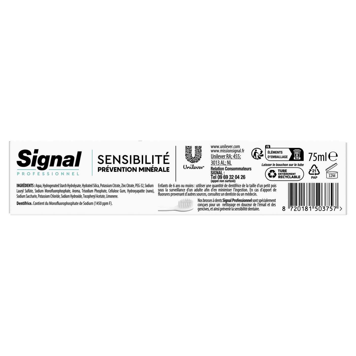 Dentifrice Sensibilite Protection Minerale Complet SIGNAL